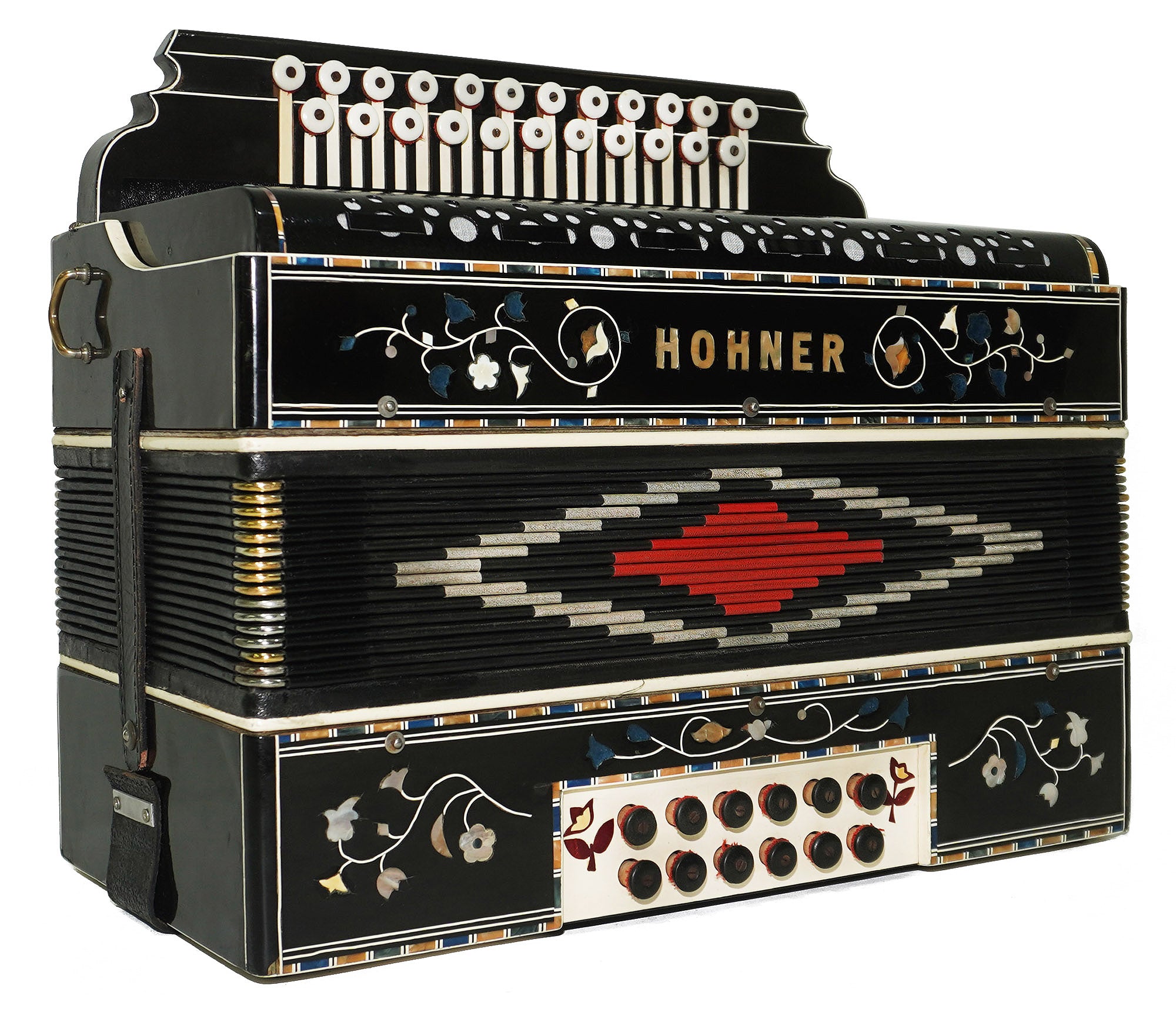 Hohner Antique Decorated Vintage Button Accordion Garmon Squeezebox Concertina, 2227, made in Germany Amazing Wonderful sound