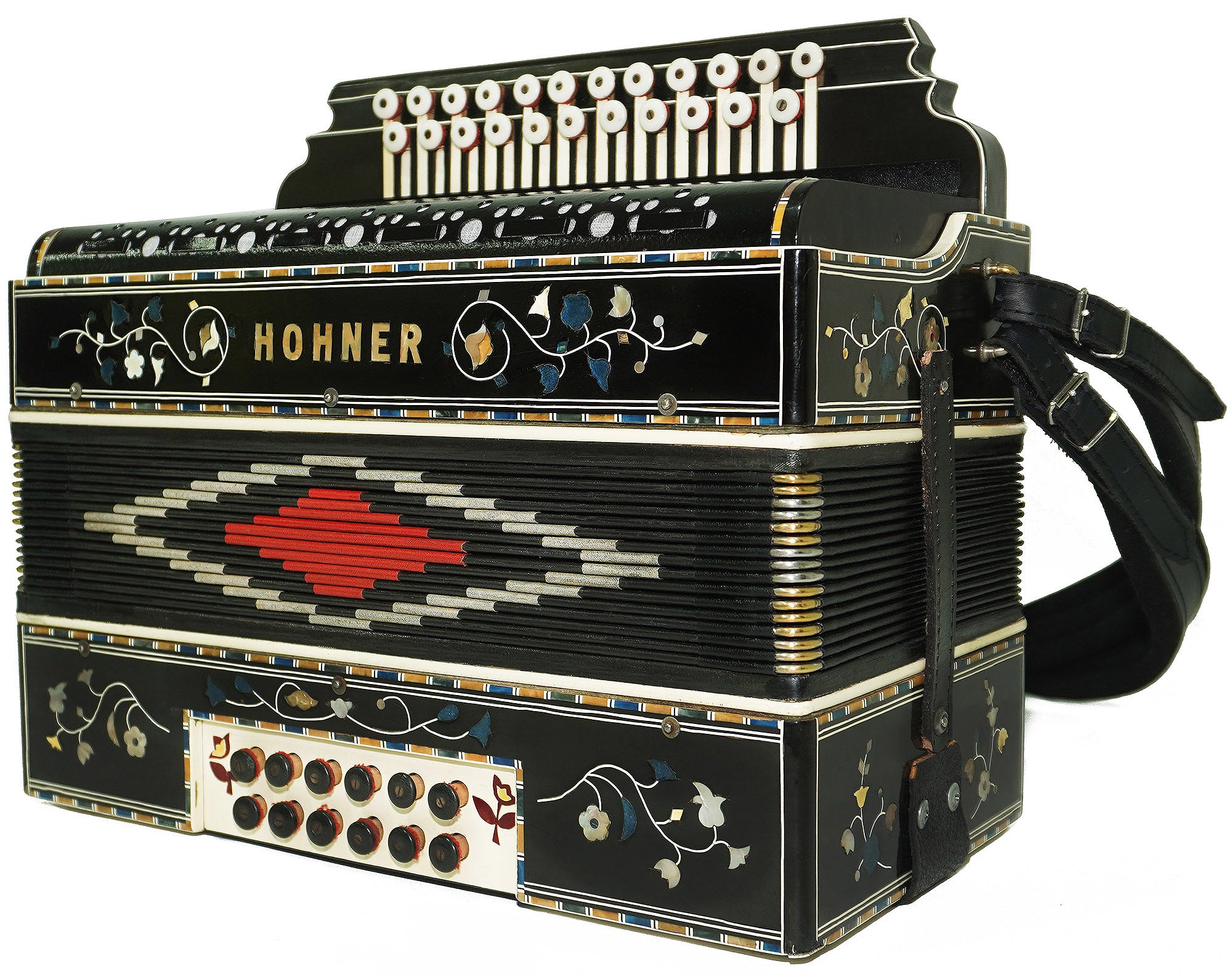 Hohner Antique Decorated Vintage Button Accordion Garmon Squeezebox Concertina, 2227, made in Germany Amazing Wonderful sound