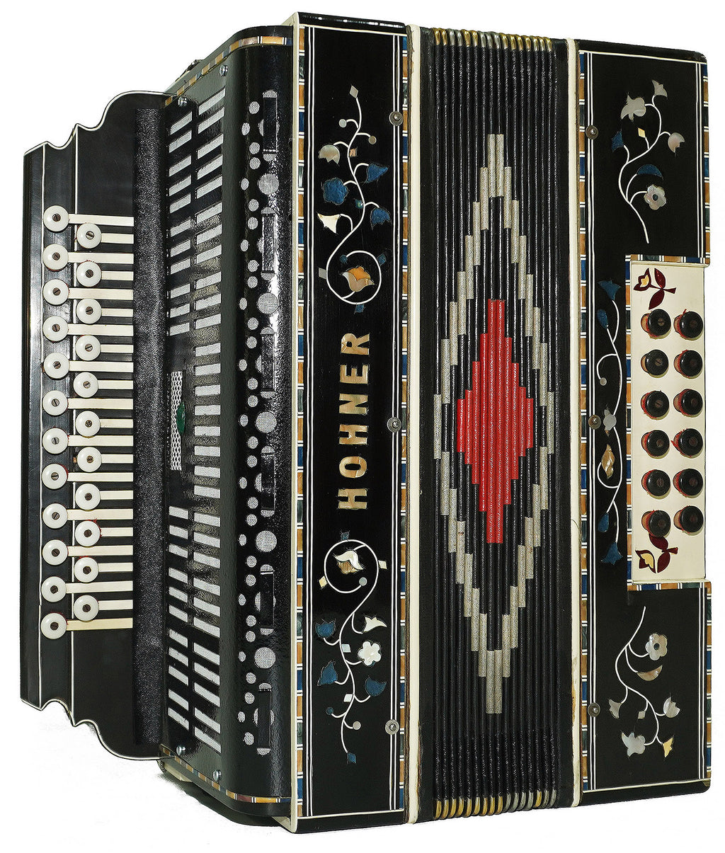 Hohner Antique Decorated Vintage Button Accordion Garmon Squeezebox Concertina, 2227, made in Germany Amazing Wonderful sound
