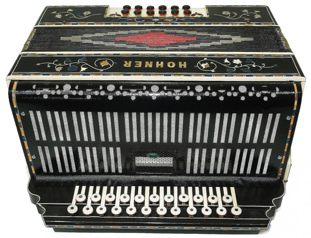 Hohner Antique Decorated Vintage Button Accordion Garmon Squeezebox Concertina, 2227, made in Germany Amazing Wonderful sound