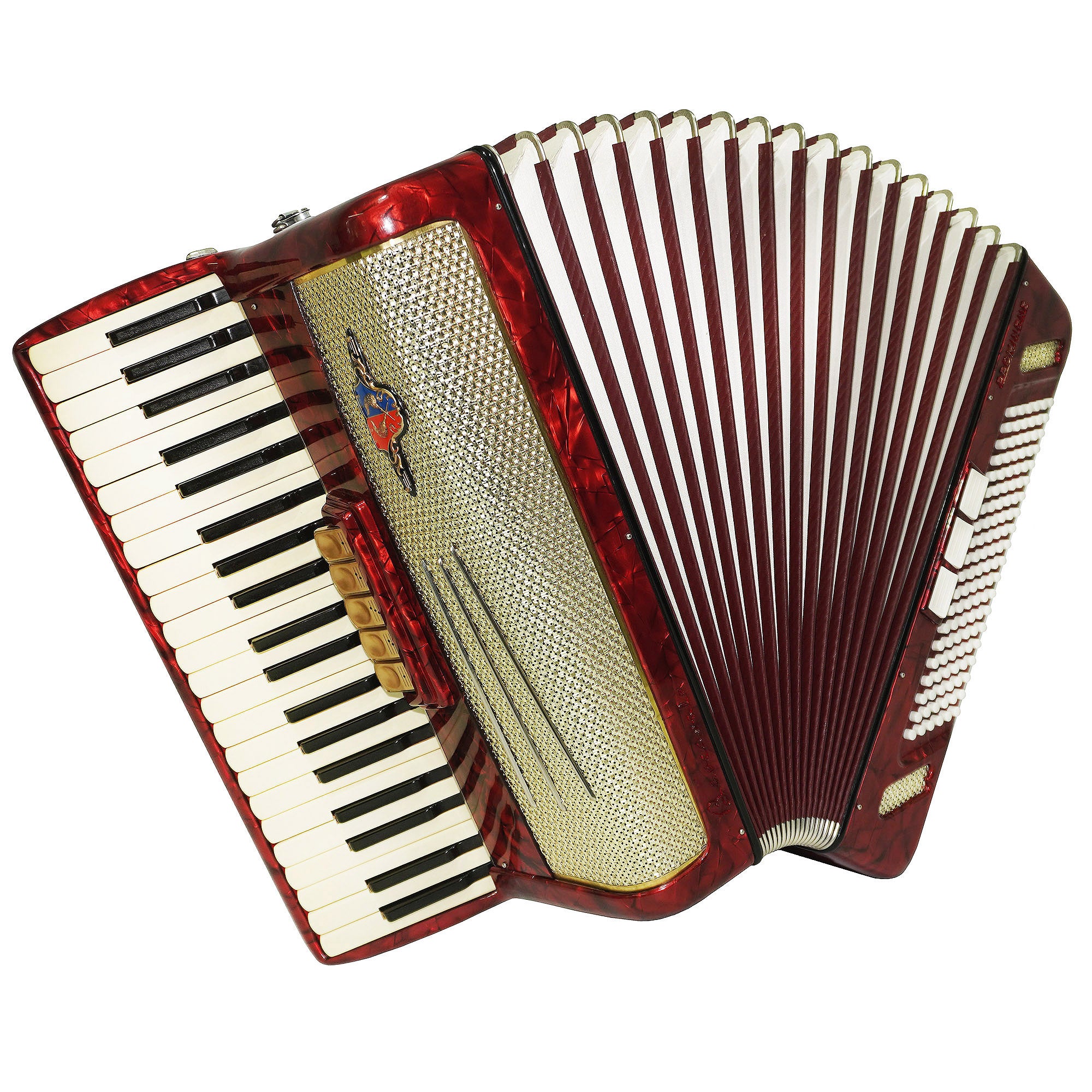 Barcarole Prominenz Piano Accordion made in Germany 120 Bass Buttons New Straps Case 2230, Rich and Bright sound, Concert Accordion for Adults