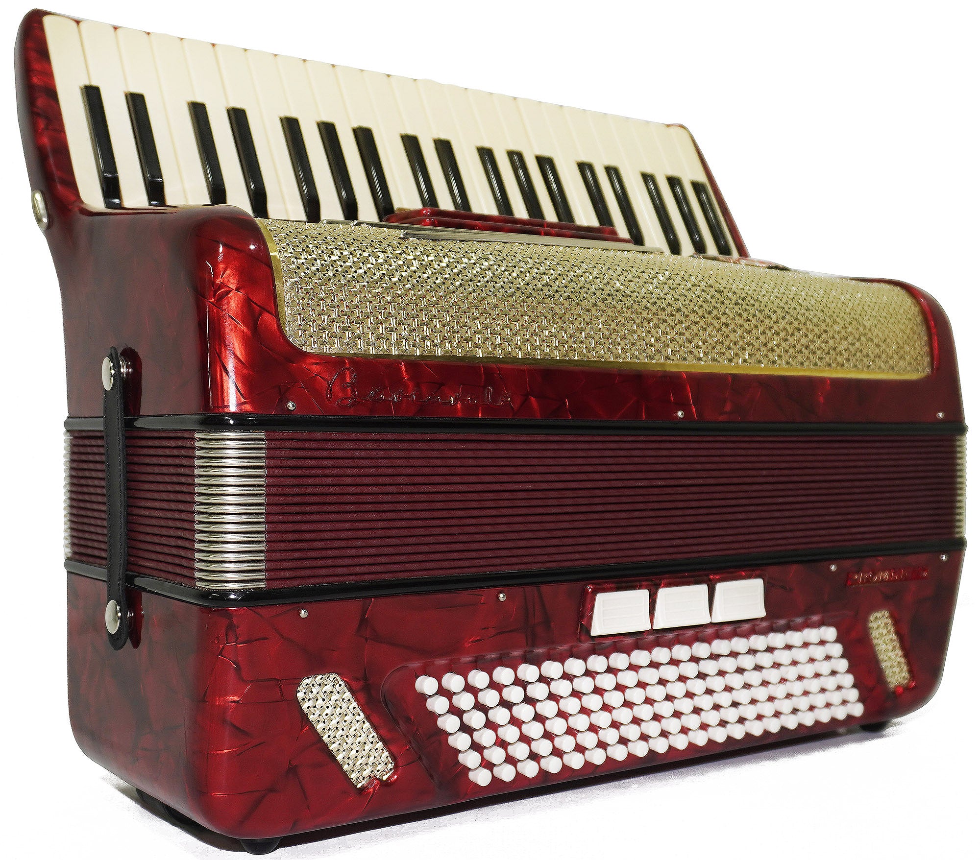 Barcarole Prominenz Piano Accordion made in Germany 120 Bass Buttons New Straps Case 2230, Rich and Bright sound, Concert Accordion for Adults