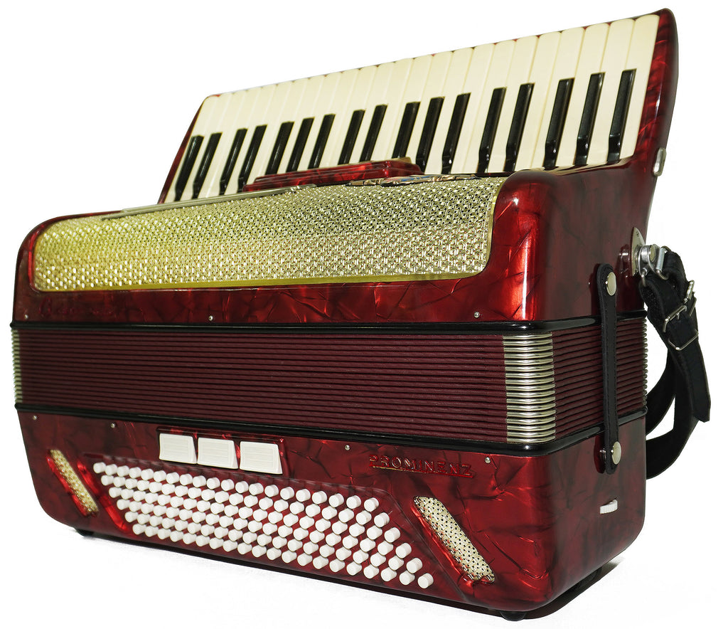 Barcarole Prominenz Piano Accordion made in Germany 120 Bass Buttons New Straps Case 2230, Rich and Bright sound, Concert Accordion for Adults