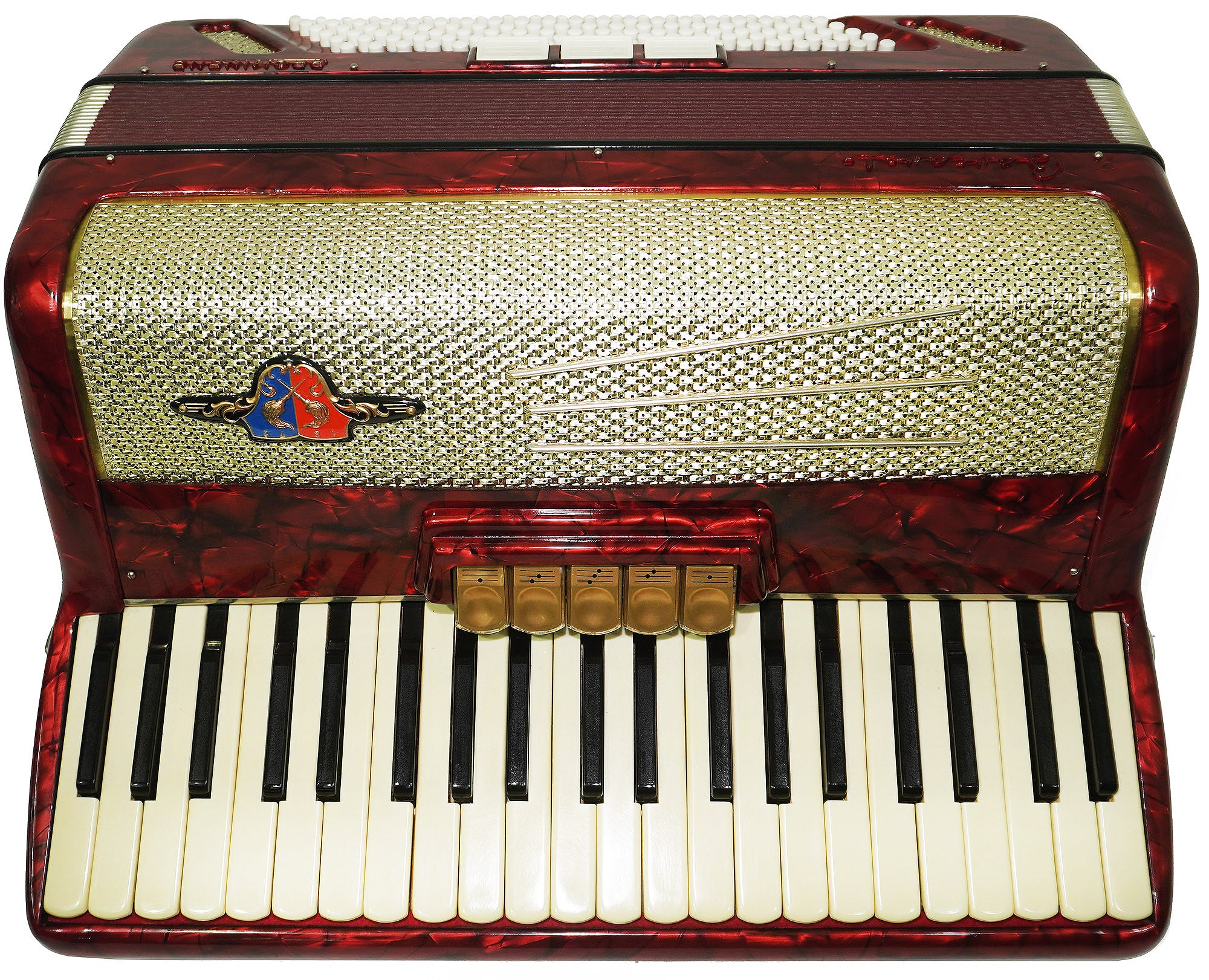 Barcarole Prominenz Piano Accordion made in Germany 120 Bass Buttons New Straps Case 2230, Rich and Bright sound, Concert Accordion for Adults