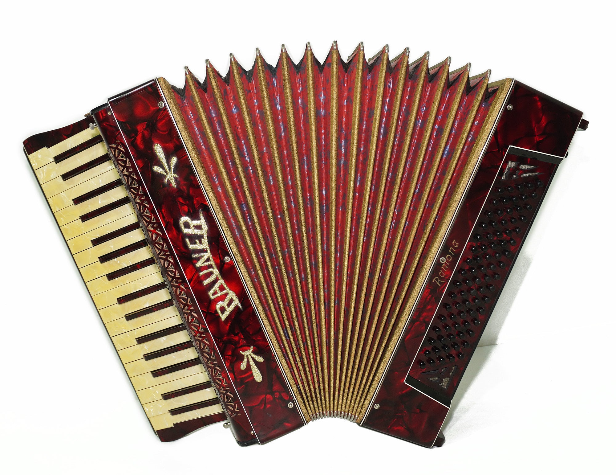 Vintage Rauner Ramona Accordion, 80 Bass Lightweight Piano Accordion, made in Germany, New Straps 2310, Bright and Rich sound.