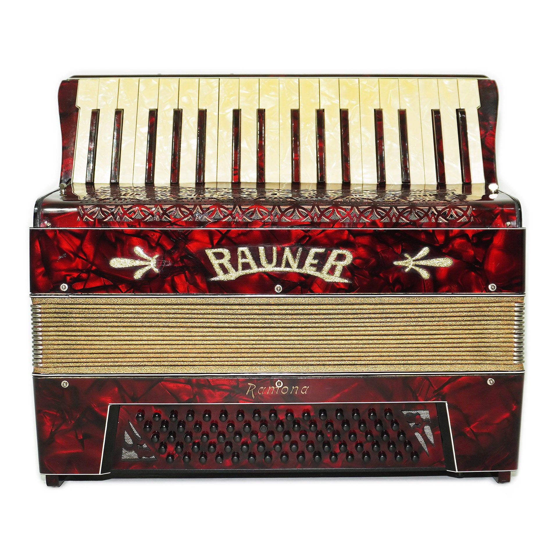 Vintage Rauner Ramona Accordion, 80 Bass Lightweight Piano Accordion, made in Germany, New Straps 2310, Bright and Rich sound.