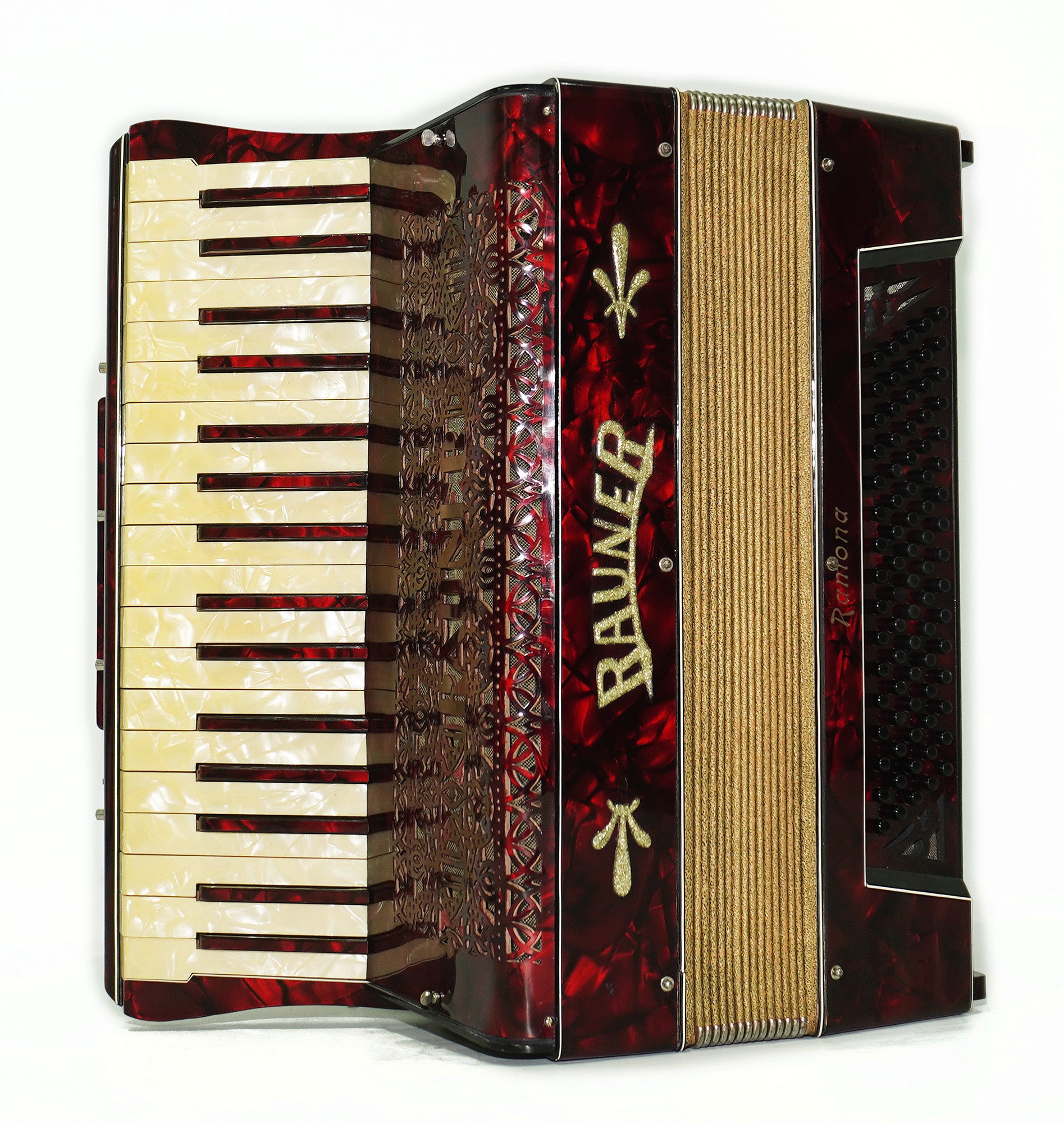 Vintage Rauner Ramona Accordion, 80 Bass Lightweight Piano Accordion, made in Germany, New Straps 2310, Bright and Rich sound.