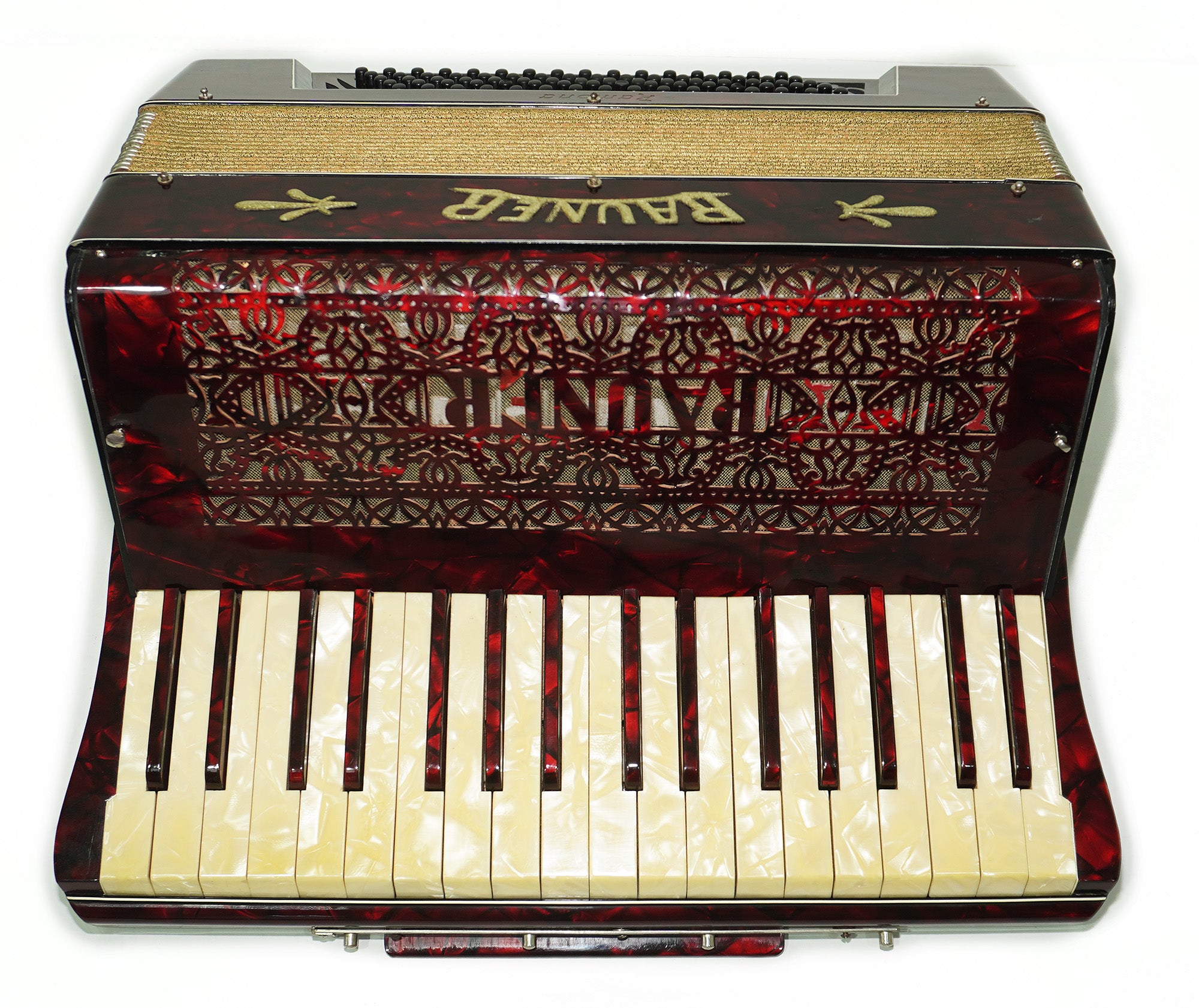 Vintage Rauner Ramona Accordion, 80 Bass Lightweight Piano Accordion, made in Germany, New Straps 2310, Bright and Rich sound.