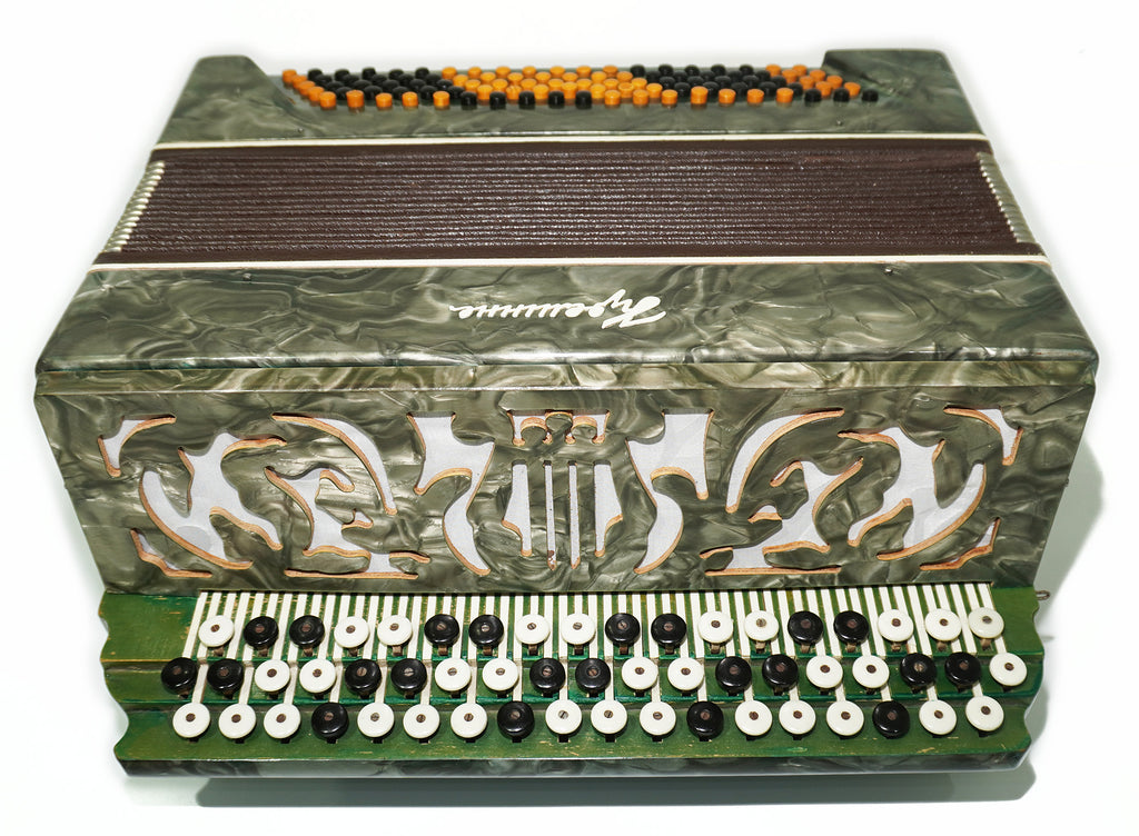 Vintage Button Accordion Kreminne, 3 Rows, 100 Bass buttons, made in Ukraine New Straps, 2295, Bright and Rich sound.