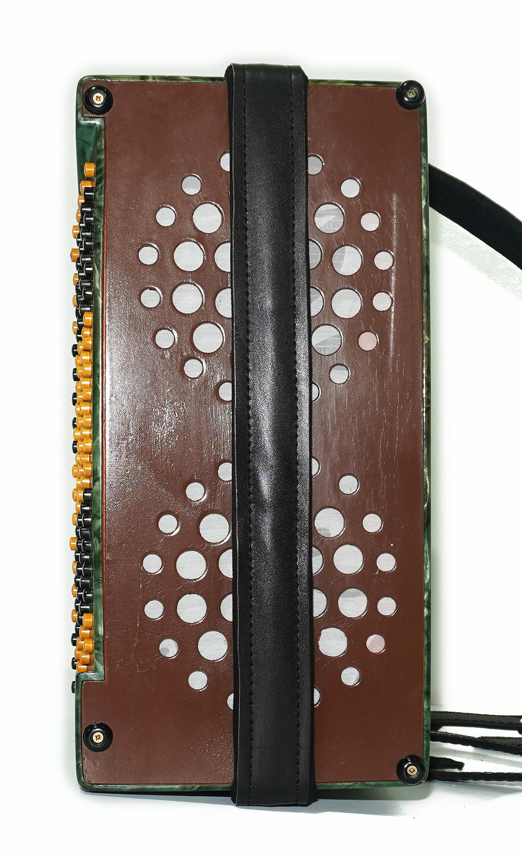 Vintage Button Accordion Kreminne, 3 Rows, 100 Bass buttons, made in Ukraine New Straps, 2295, Bright and Rich sound.