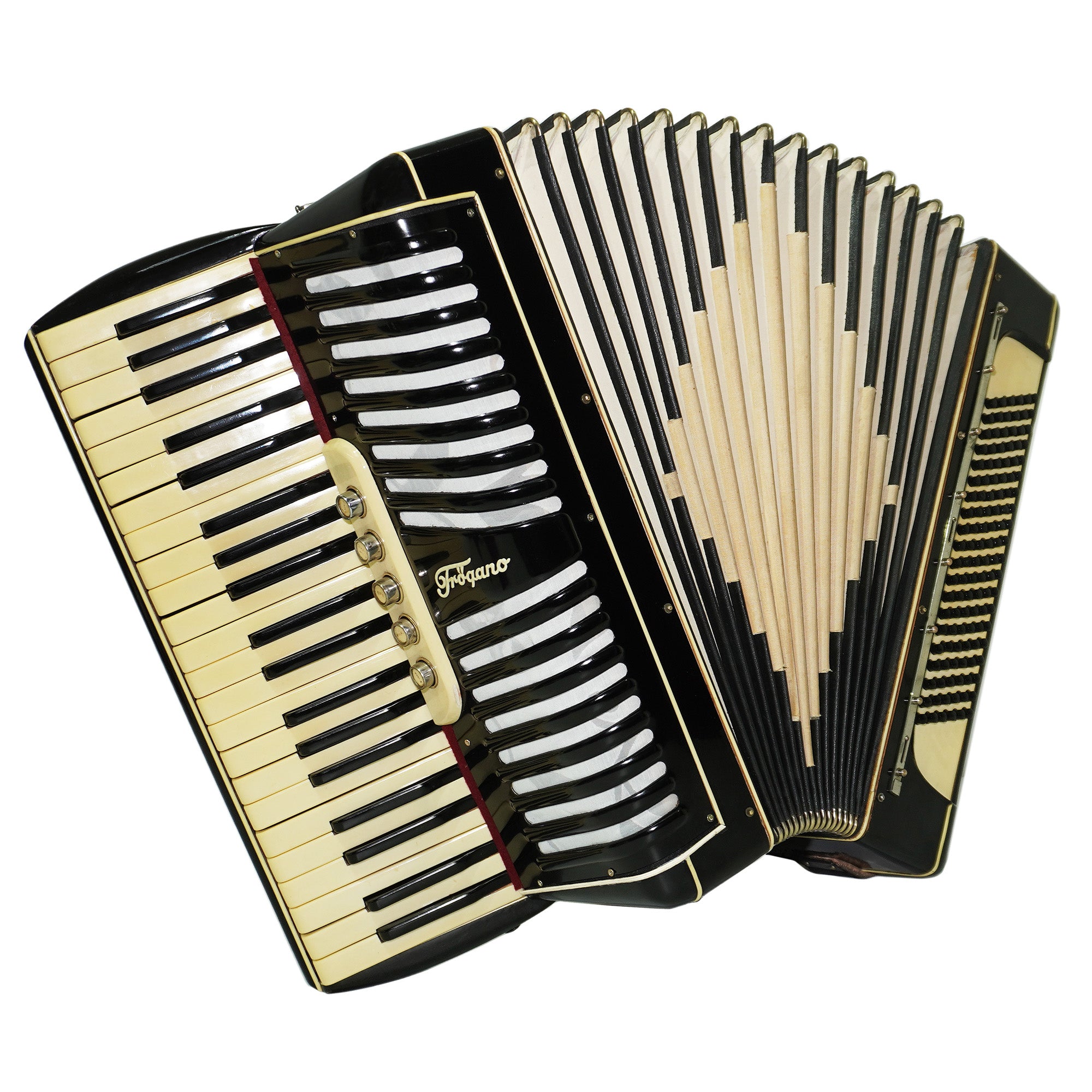 Rare Vintage Piano Accordion Frogano, made in Germany, 120 Bass buttons, New Straps and Case, 2285 Quality Old Musical Instrument! Amazing Rich Sound!