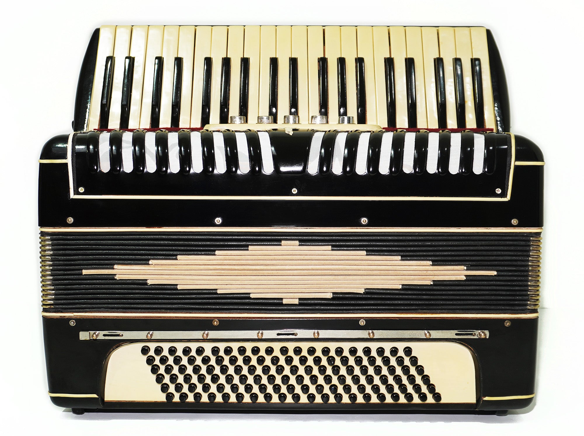 Rare Vintage Piano Accordion Frogano, made in Germany, 120 Bass buttons, New Straps and Case, 2285 Quality Old Musical Instrument! Amazing Rich Sound!