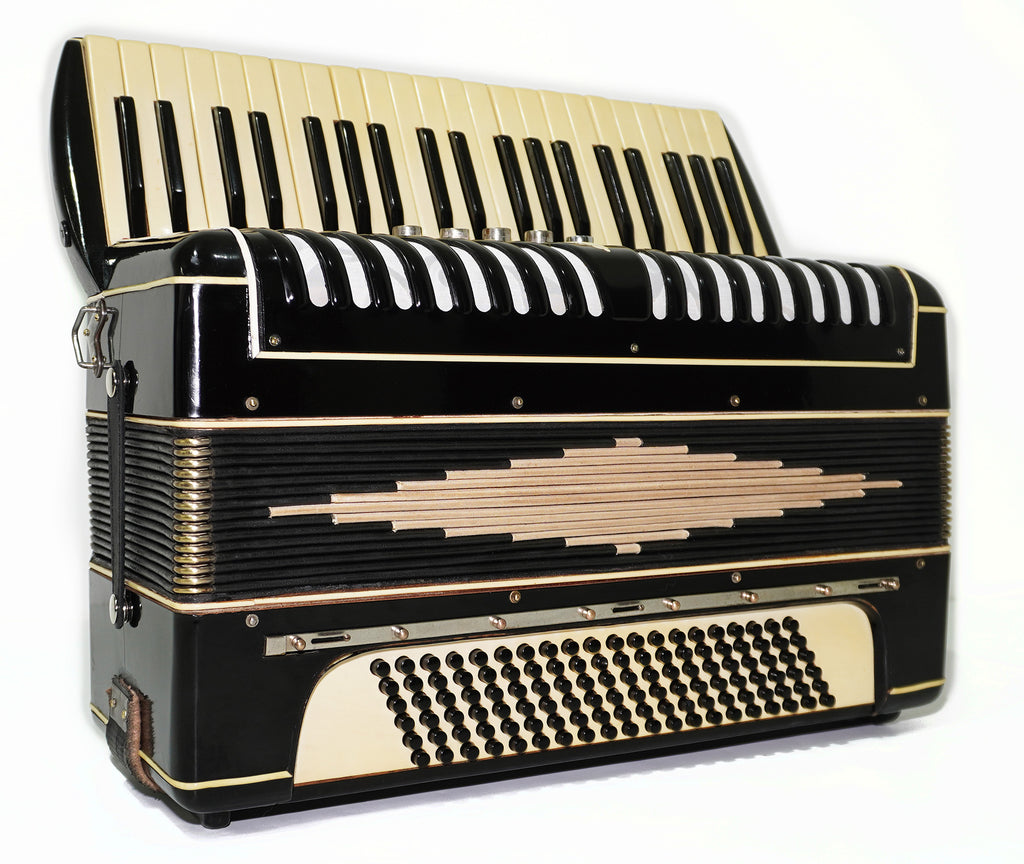 Rare Vintage Piano Accordion Frogano, made in Germany, 120 Bass buttons, New Straps and Case, 2285 Quality Old Musical Instrument! Amazing Rich Sound!