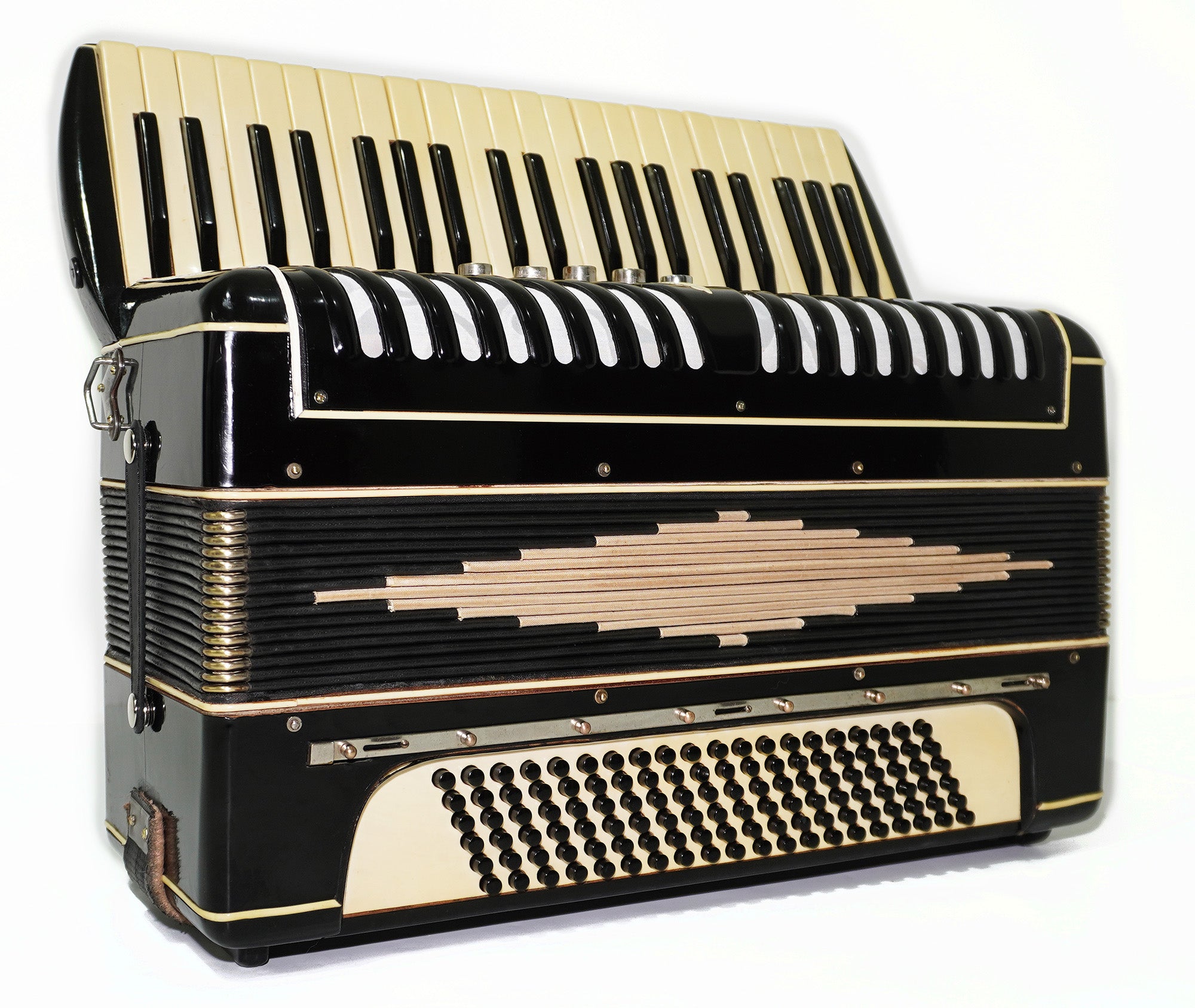 Rare Vintage Piano Accordion Frogano, made in Germany, 120 Bass buttons, New Straps and Case, 2285 Quality Old Musical Instrument! Amazing Rich Sound!