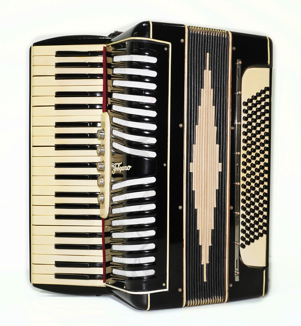 Rare Vintage Piano Accordion Frogano, made in Germany, 120 Bass buttons, New Straps and Case, 2285 Quality Old Musical Instrument! Amazing Rich Sound!