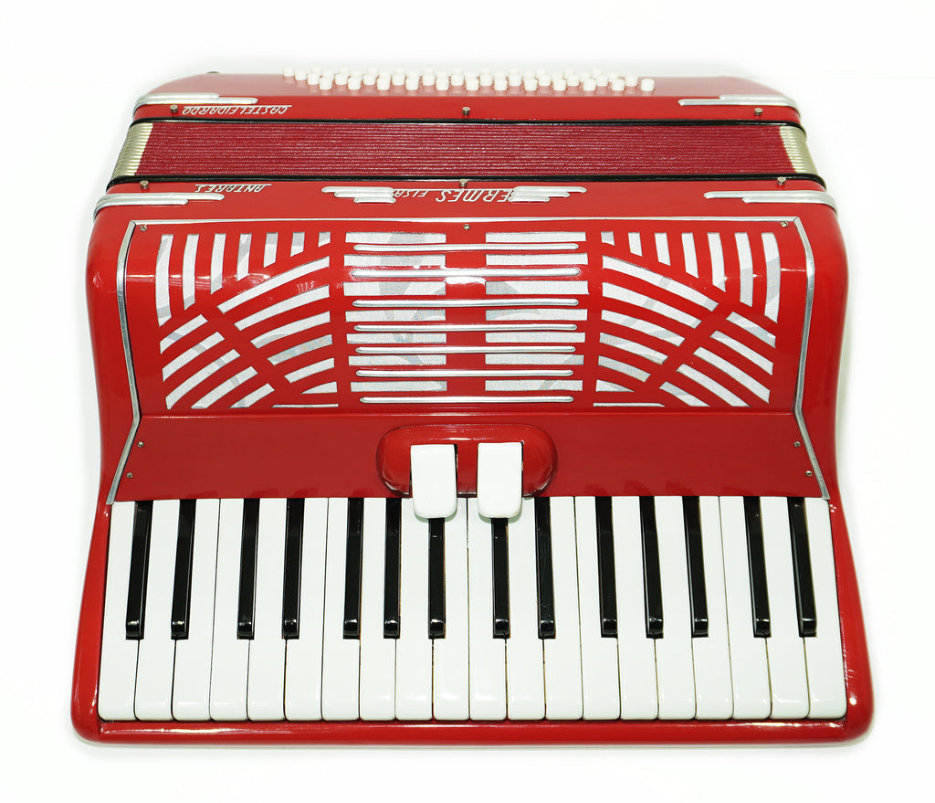 Ermes Fisa Antares Castelfidardo, made in Italy, Rare Lightweight Piano Accordion, 48 Bass buttons, New Straps, Case 2315, Rich Beautiful Sound.