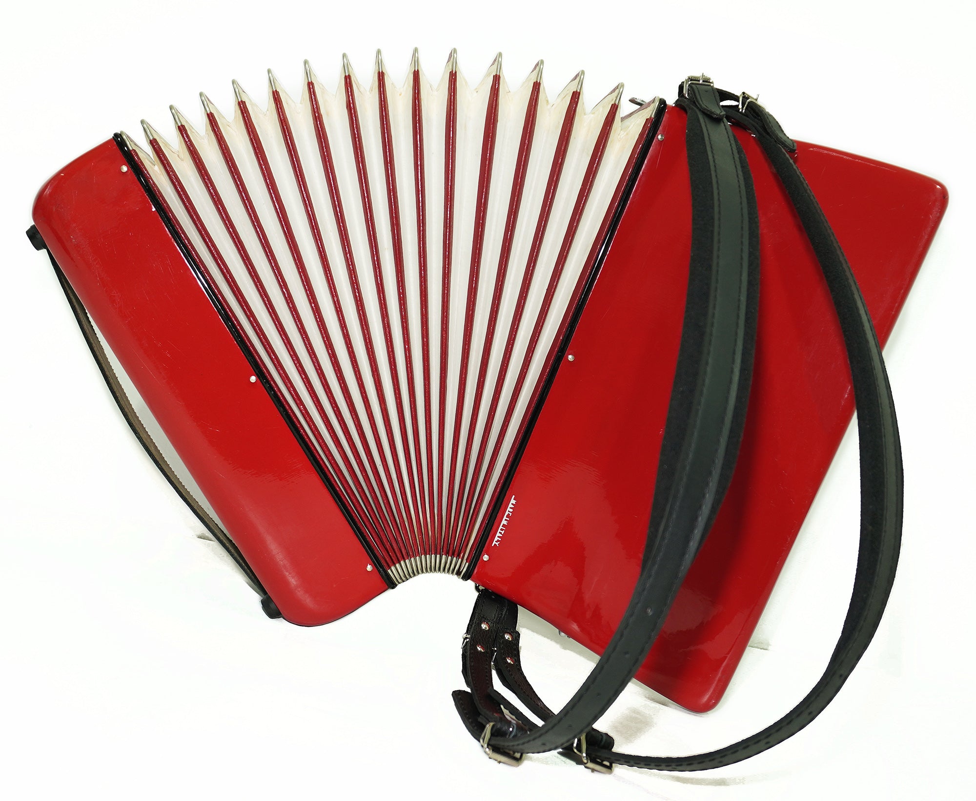 Ermes Fisa Antares Castelfidardo, made in Italy, Rare Lightweight Piano Accordion, 48 Bass buttons, New Straps, Case 2315, Rich Beautiful Sound.