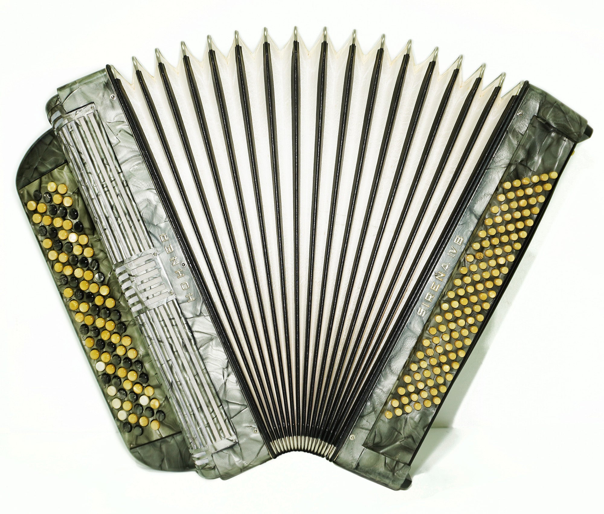 Vintage Hohner Sirena IVB, 5 Rows Button Accordion, made in Germany, Rare Original Bayan 2335, New Straps, Rich and Powerful Sound!