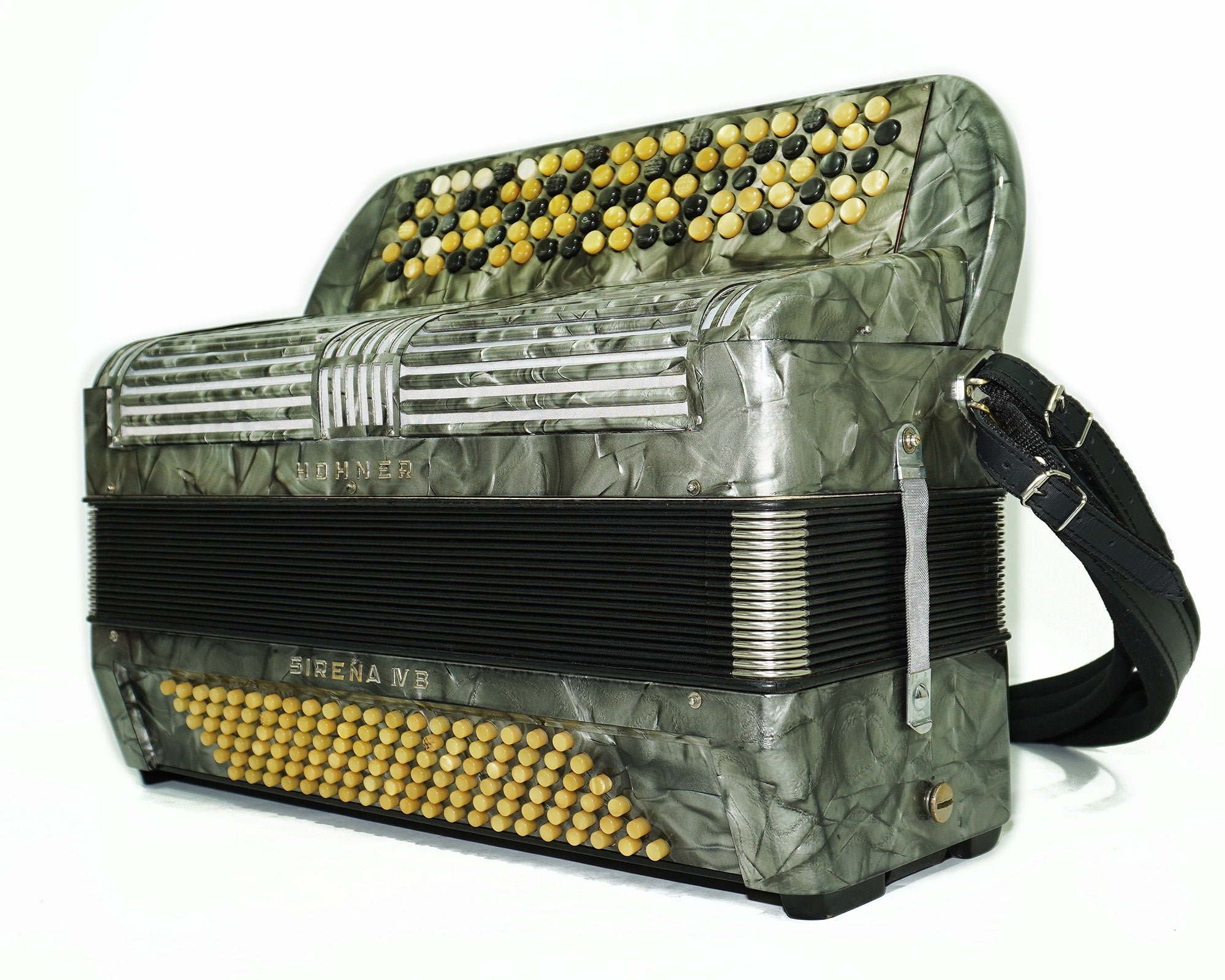 Vintage Hohner Sirena IVB, 5 Rows Button Accordion, made in Germany, Rare Original Bayan 2335, New Straps, Rich and Powerful Sound!