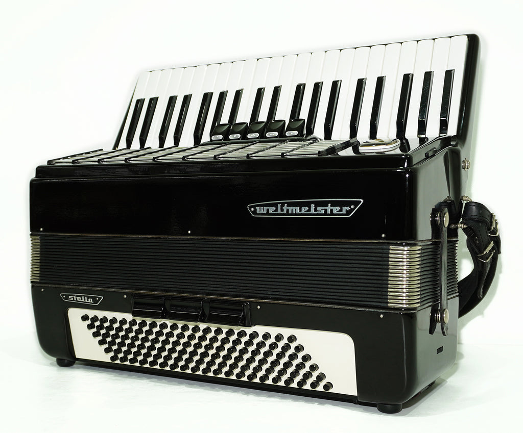 Weltmeister Stella Piano Accordion, made in Germany, 120 Bass New Straps Case 2340, Quality Musical Instrument for Adults, Rich and Powerful sound!