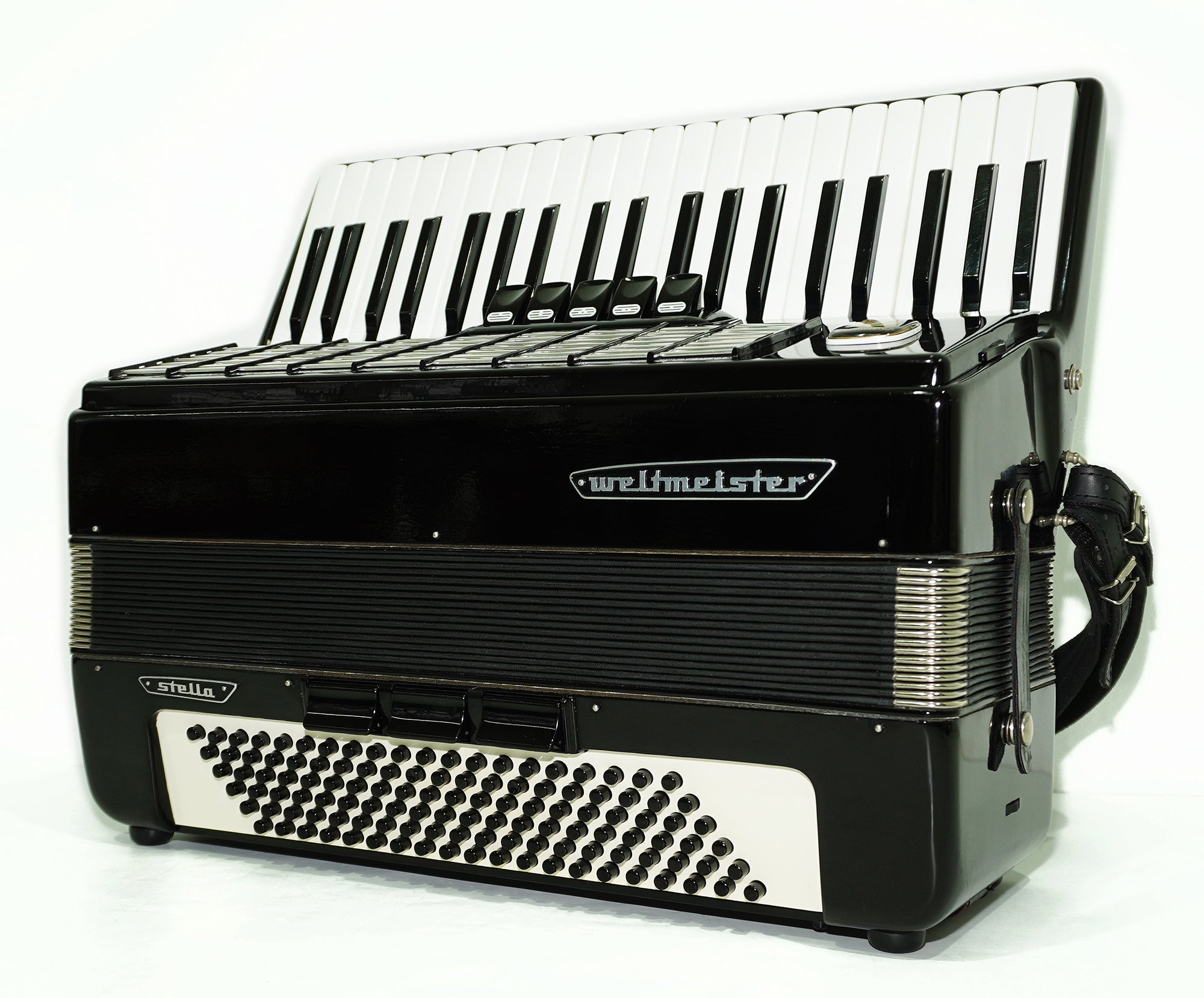Weltmeister Stella Piano Accordion, made in Germany, 120 Bass New Straps Case 2340, Quality Musical Instrument for Adults, Rich and Powerful sound!