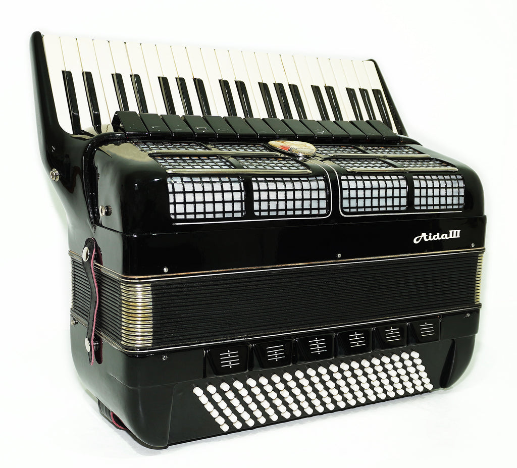Lignatone Aida III Full Size Piano Accordion, made in Czechoslovakia, New Straps Case, 2350, Keyboard Accordion Instrument, Rich Beautiful sound.