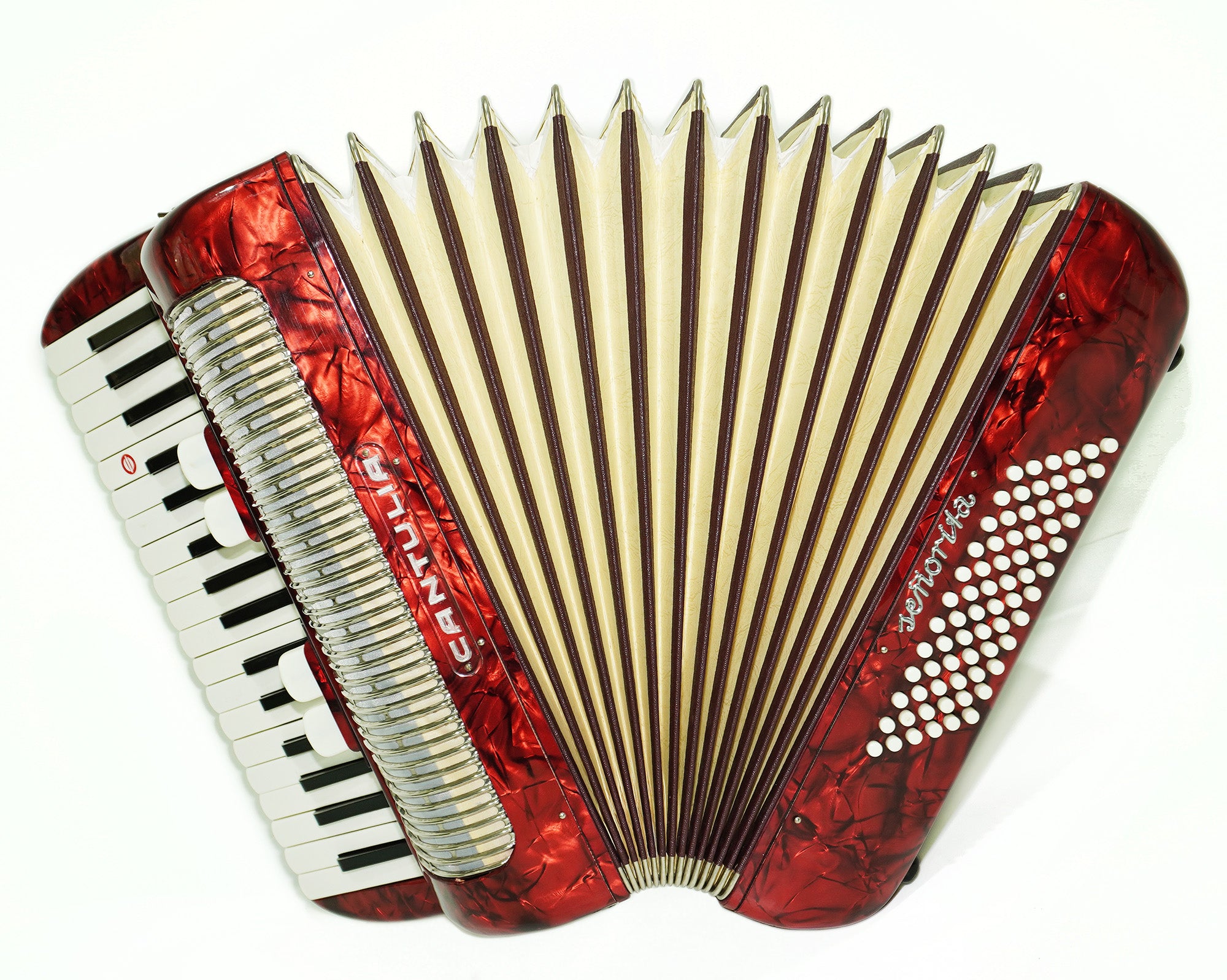 Perfect Cantulia Senorita 72 Bass Accordion, Rare Old German Piano Accordian, New Straps, 2367, Keyboard Accordion Instrument, Rich and Bright Sound