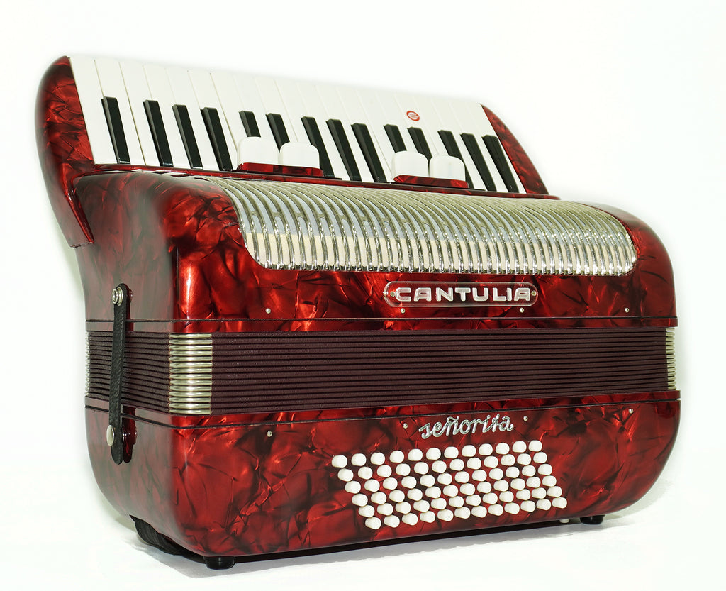 Perfect Cantulia Senorita 72 Bass Accordion, Rare Old German Piano Accordian, New Straps, 2367, Keyboard Accordion Instrument, Rich and Bright Sound