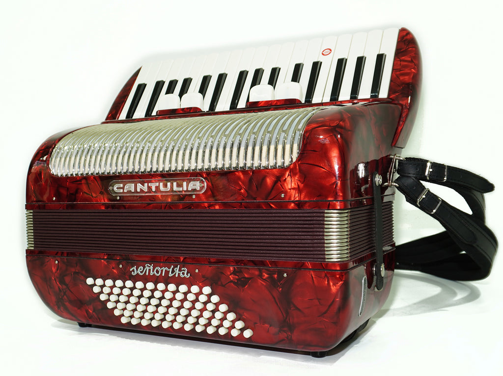 Perfect Cantulia Senorita 72 Bass Accordion, Rare Old German Piano Accordian, New Straps, 2367, Keyboard Accordion Instrument, Rich and Bright Sound
