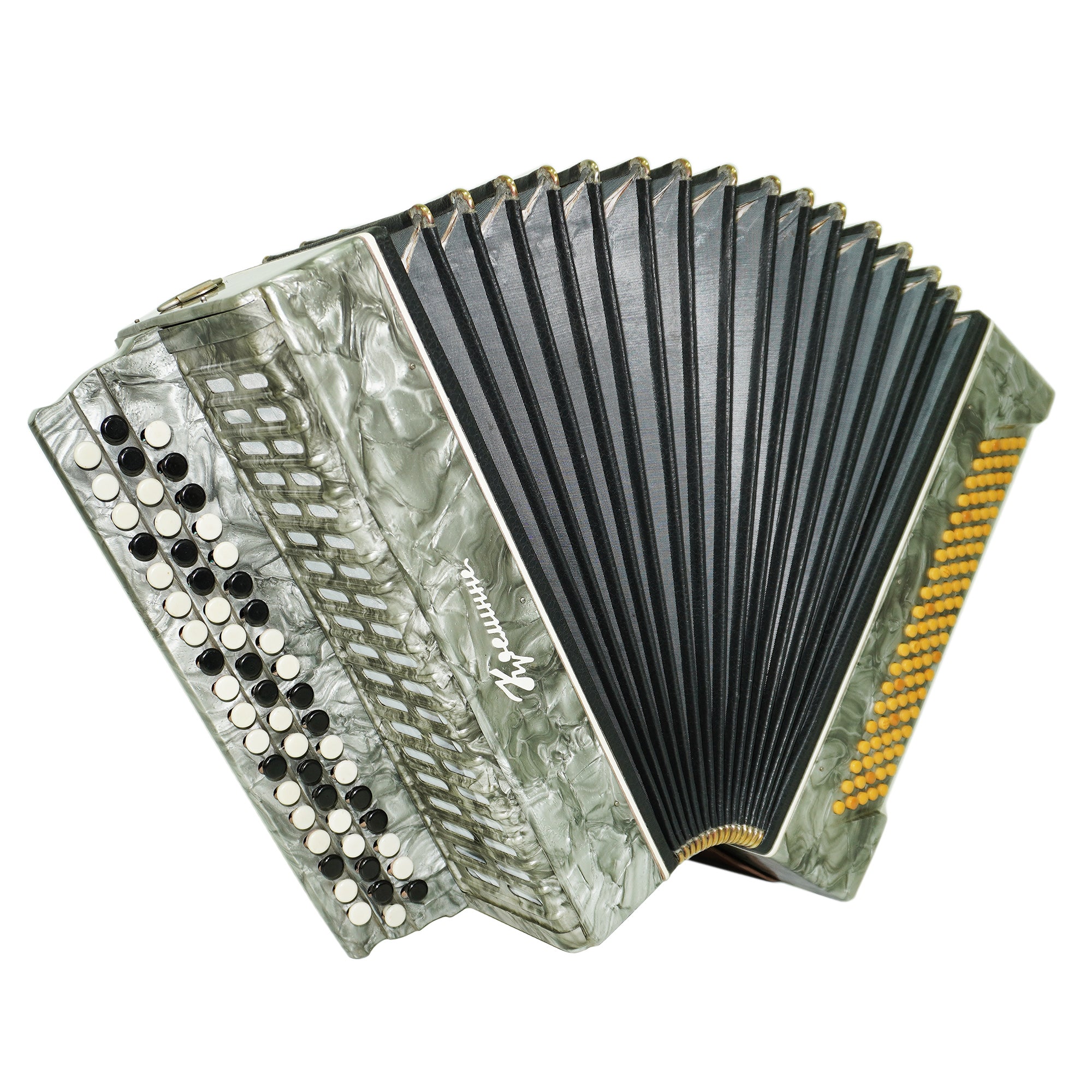 Vintage Bayan Button Accordion Kreminne, 3 Rows 100 Bass buttons, made in Ukraine, New Straps 2484, Bright and Rich sound.