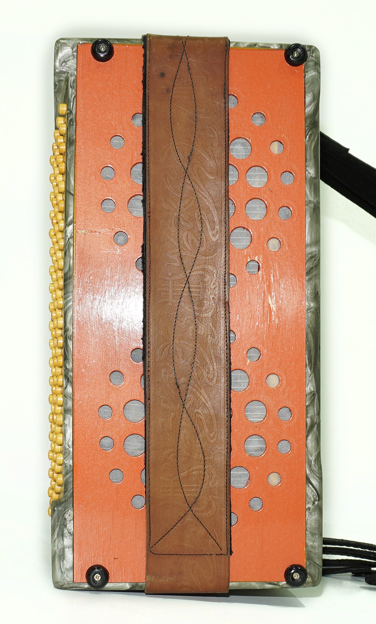Vintage Bayan Button Accordion Kreminne, 3 Rows 100 Bass buttons, made in Ukraine, New Straps 2484, Bright and Rich sound.