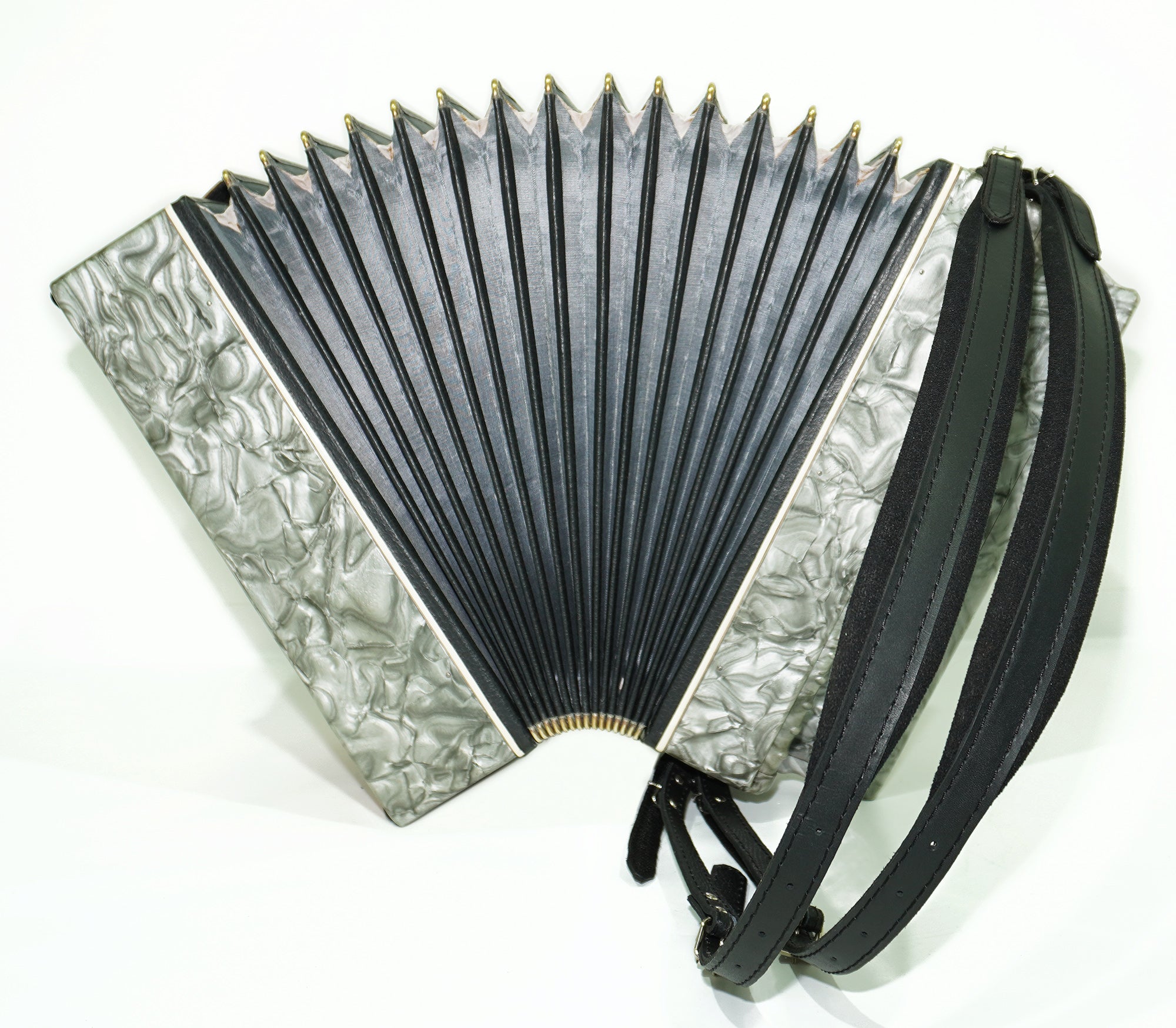 Vintage Bayan Button Accordion Kreminne, 3 Rows 100 Bass buttons, made in Ukraine, New Straps 2484, Bright and Rich sound.