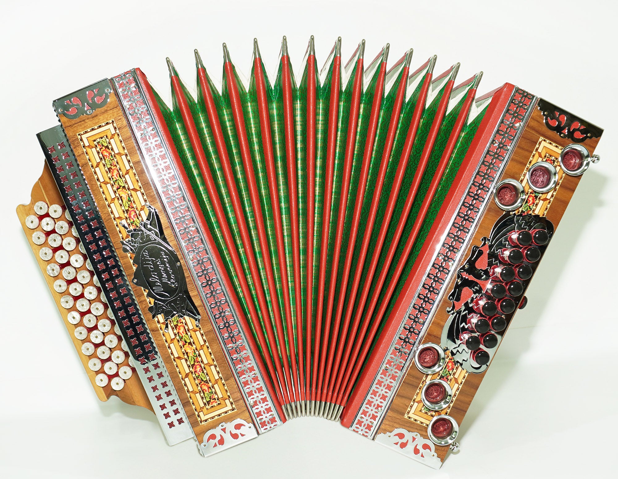 Close to New! Melodija Menges Slovenija Unique Diatonic Harmonica, Button Accordion Garmon 2372, Rare Luxury Heligonka, Powerful Fantastic sound!