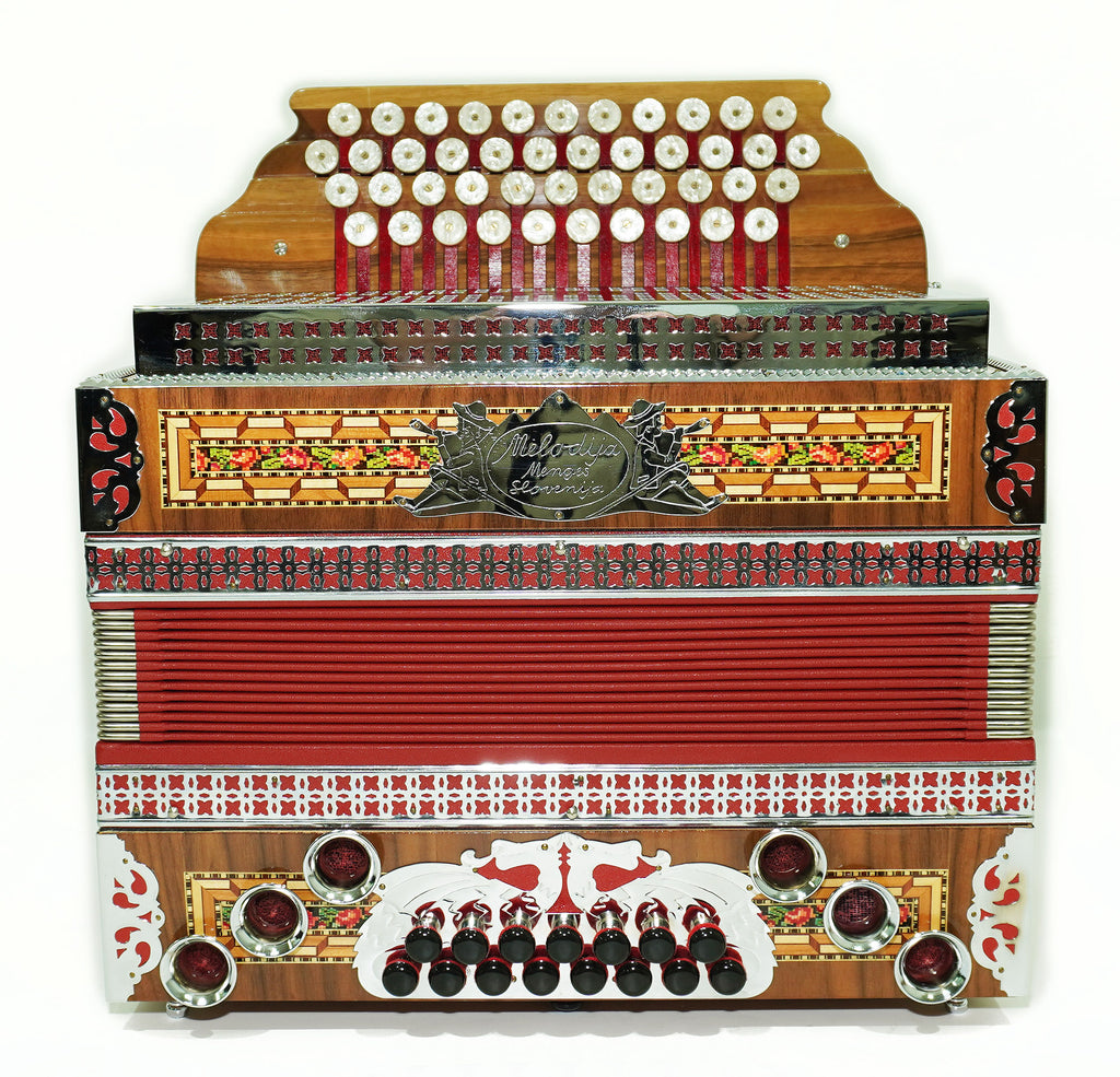 Close to New! Melodija Menges Slovenija Unique Diatonic Harmonica, Button Accordion Garmon 2372, Rare Luxury Heligonka, Powerful Fantastic sound!