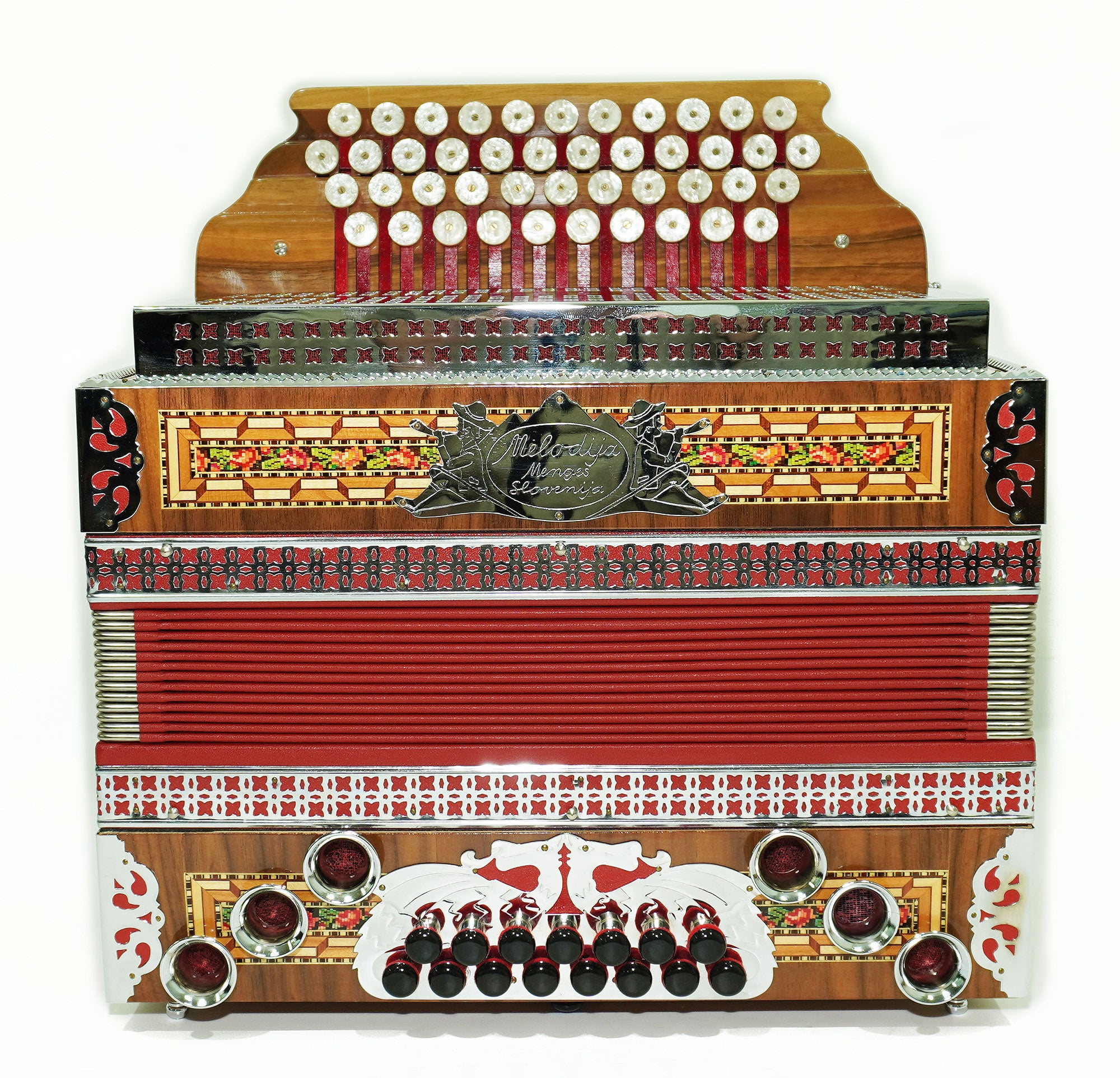 Close to New! Melodija Menges Slovenija Unique Diatonic Harmonica, Button Accordion Garmon 2372, Rare Luxury Heligonka, Powerful Fantastic sound!