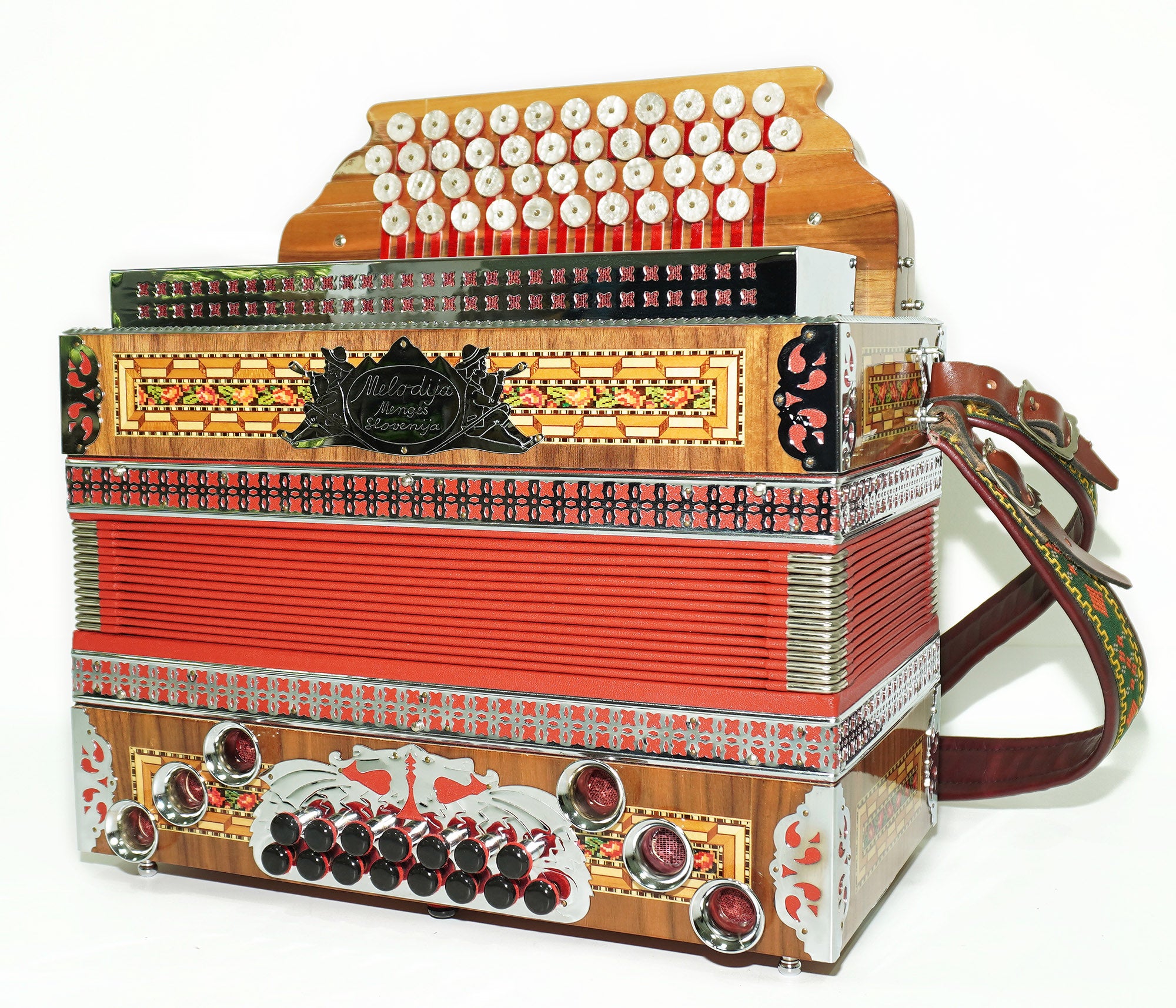 Close to New! Melodija Menges Slovenija Unique Diatonic Harmonica, Button Accordion Garmon 2372, Rare Luxury Heligonka, Powerful Fantastic sound!