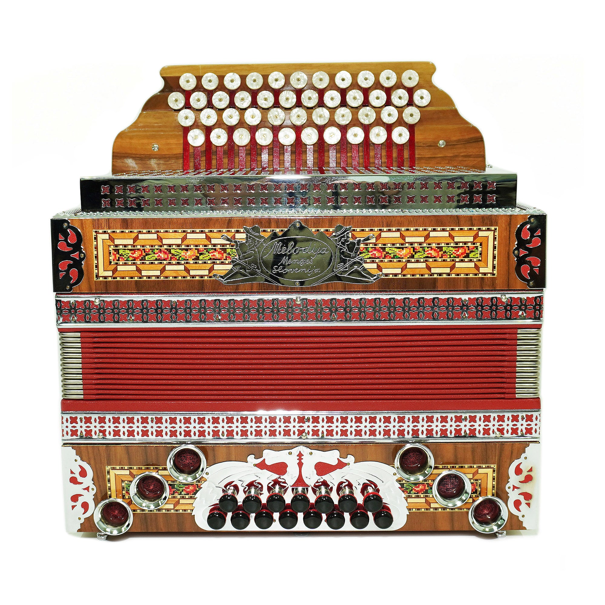 Close to New! Melodija Menges Slovenija Unique Diatonic Harmonica, Button Accordion Garmon 2372, Rare Luxury Heligonka, Powerful Fantastic sound!
