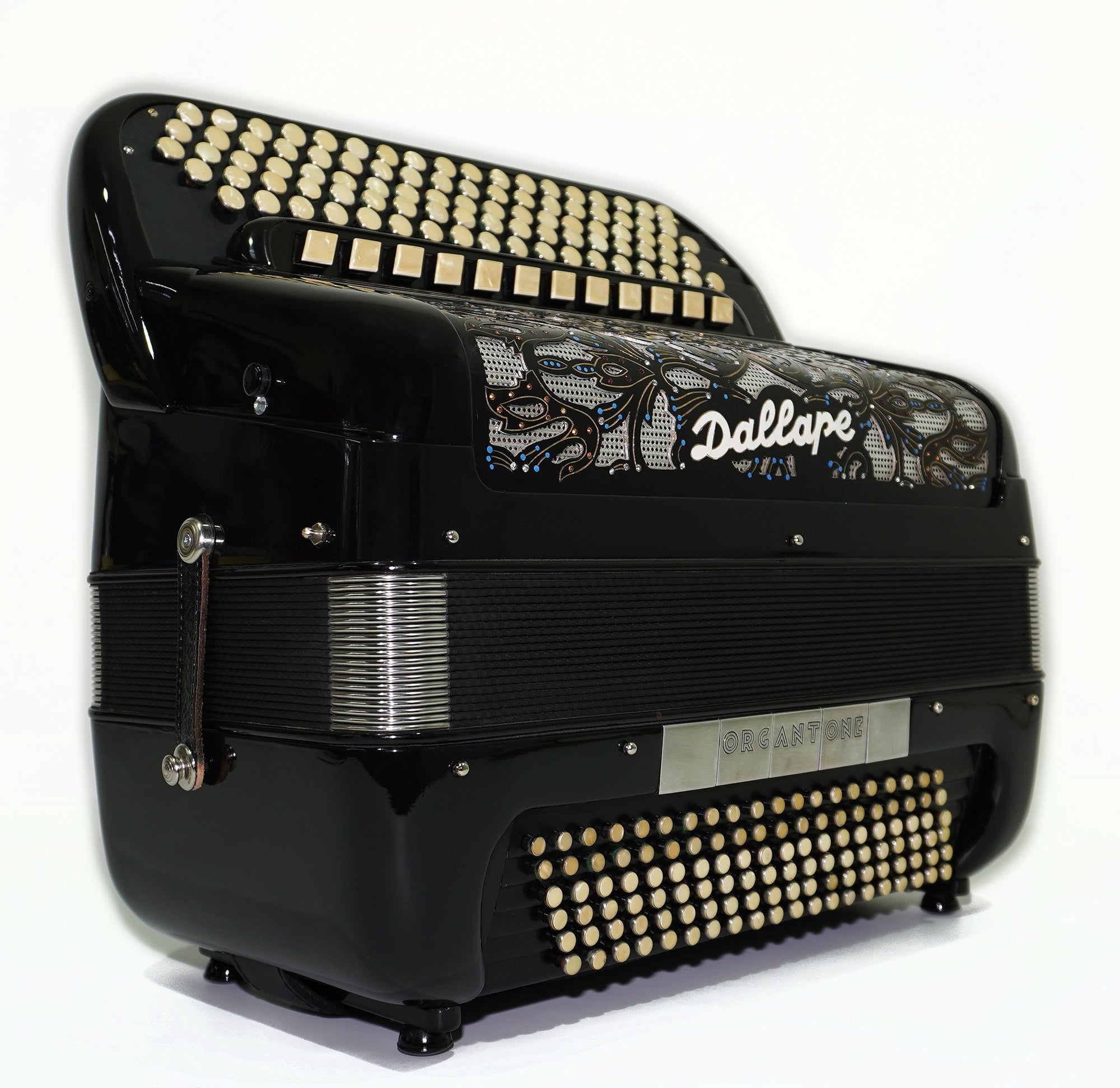 Dallape Organtone B Griff 5 Row Button Accordion, made in Italy, New Straps and Soft Case, 2379, Original Italian Acordian Bayan Instrument, Amazing Rich sound!