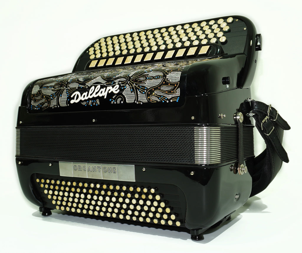 Dallape Organtone B Griff 5 Row Button Accordion, made in Italy, New Straps and Soft Case, 2379, Original Italian Acordian Bayan Instrument, Amazing Rich sound!