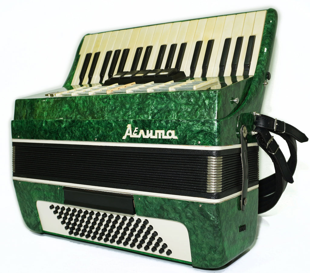 Ukraine Piano Accordion 96 Bass Aelita, Vintage Keyboard Accordian in Tune, New Straps, 2698