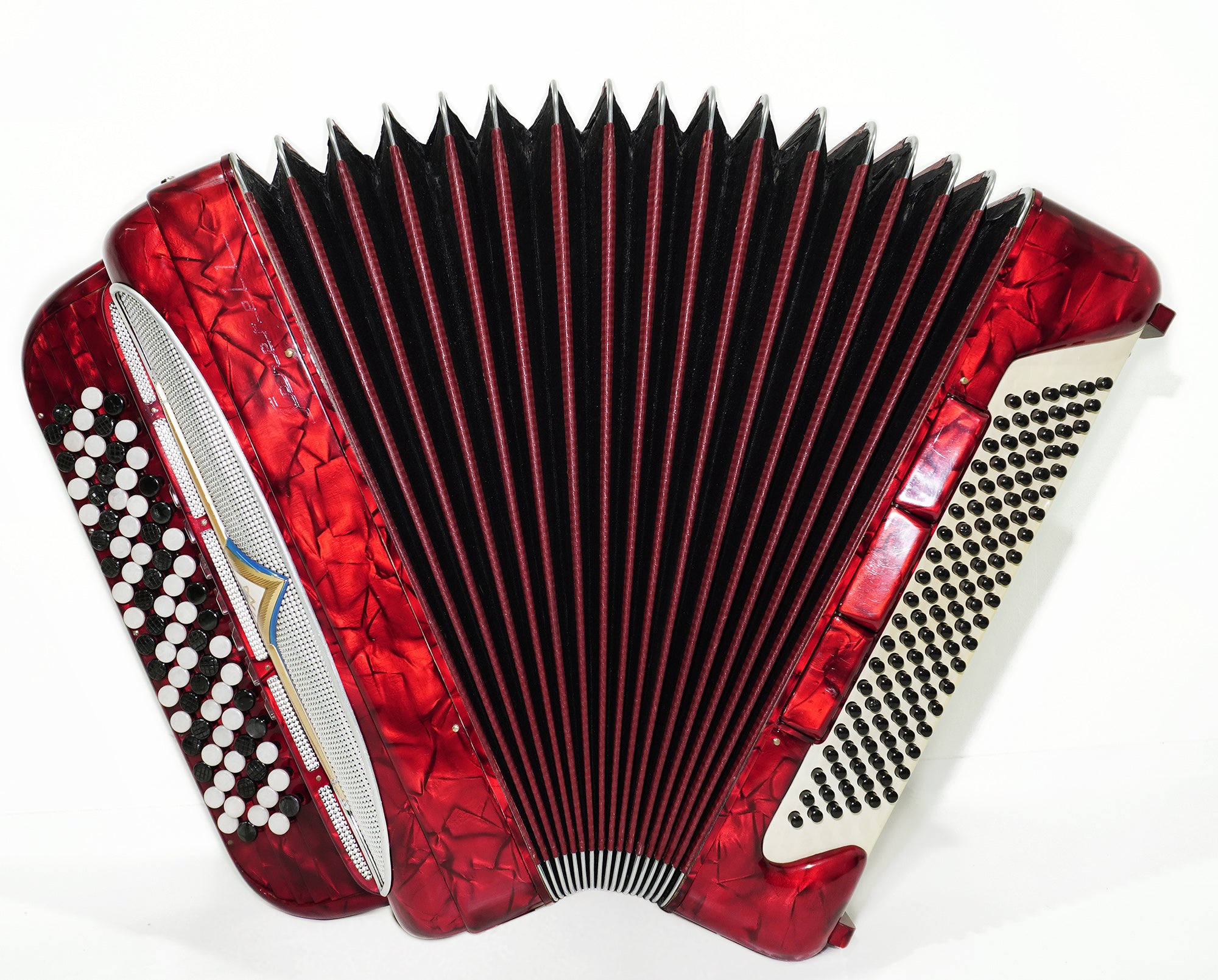 5 Row Button Accordion, Vintage Serenelli 120 Bass, made in Italy, New Straps, Rare Original Italian Acordian Instrument, 2492, Amazing sound!