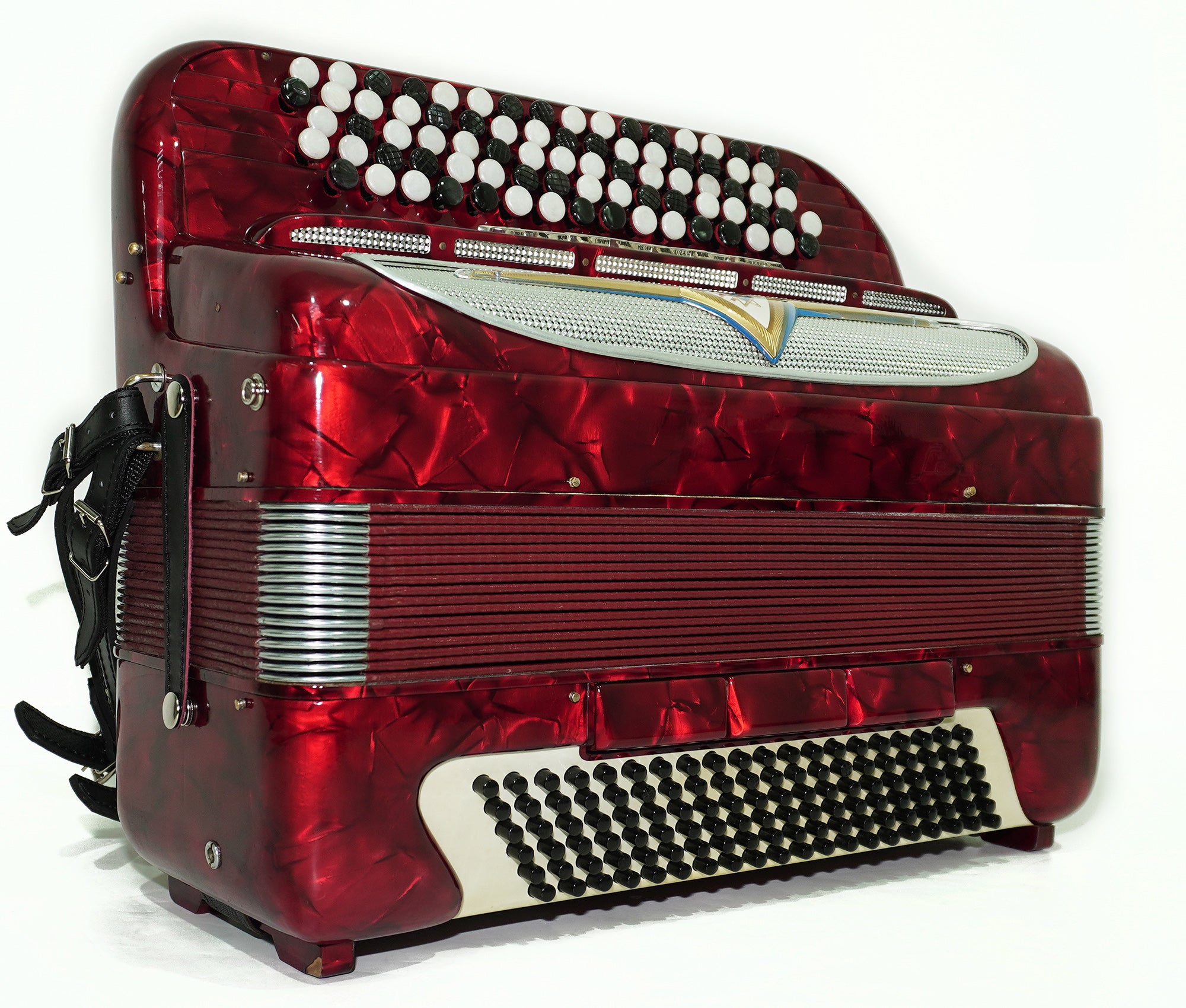 5 Row Button Accordion, Vintage Serenelli 120 Bass, made in Italy, New Straps, Rare Original Italian Acordian Instrument, 2492, Amazing sound!