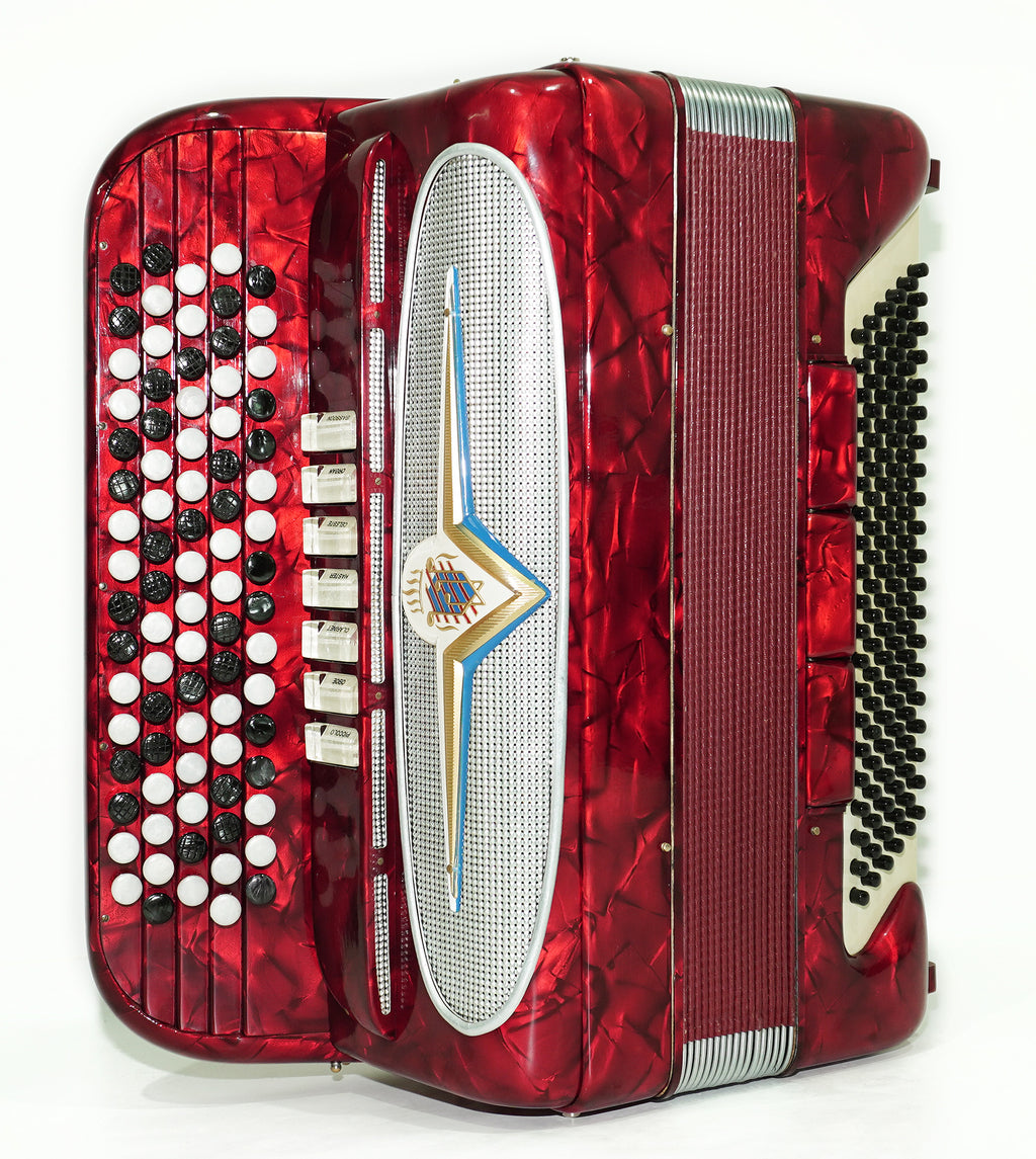 5 Row Button Accordion, Vintage Serenelli 120 Bass, made in Italy, New Straps, Rare Original Italian Acordian Instrument, 2492, Amazing sound!