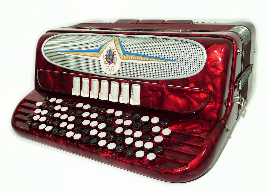 5 Row Button Accordion, Vintage Serenelli 120 Bass, made in Italy, New Straps, Rare Original Italian Acordian Instrument, 2492, Amazing sound!
