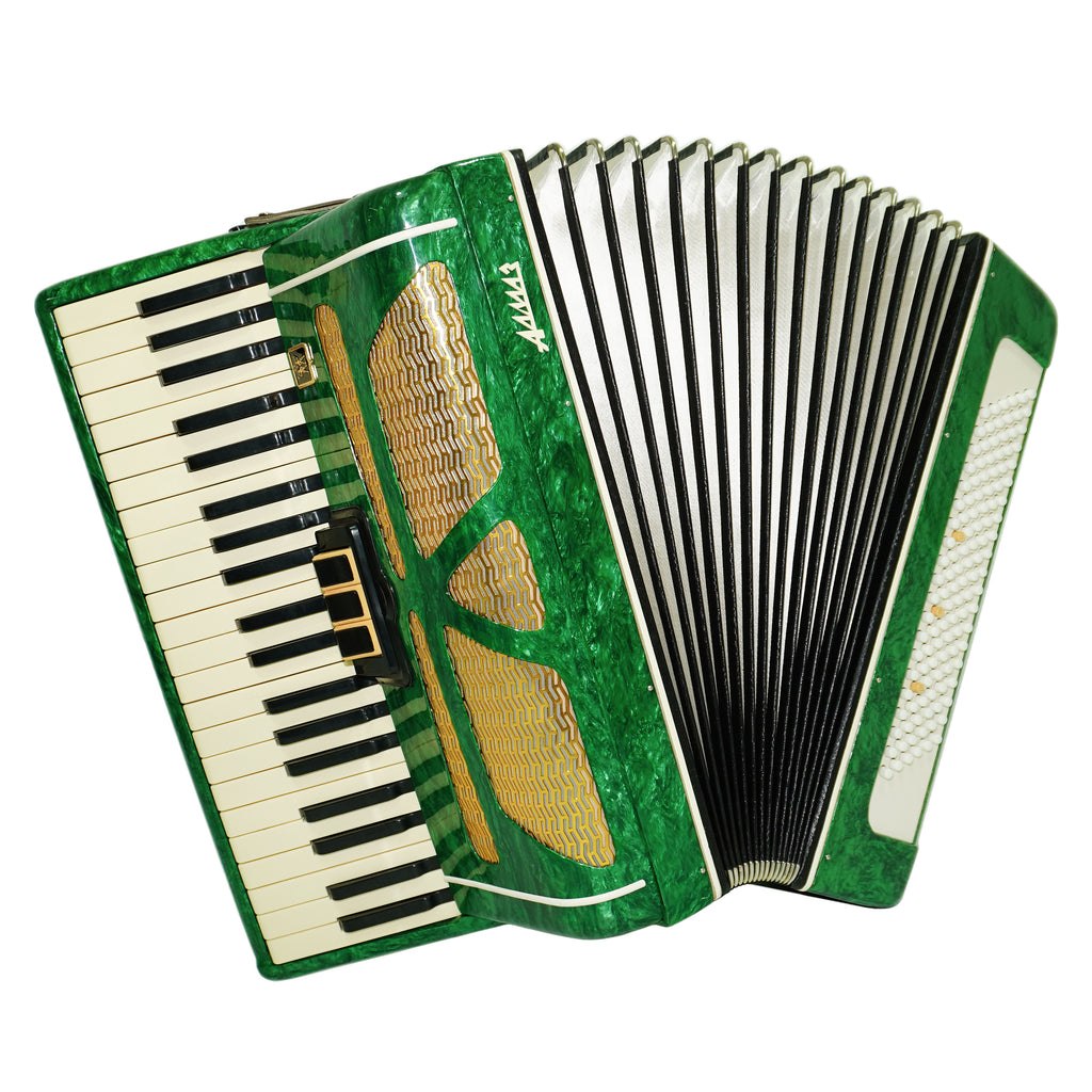 Ukraine Pianoakkordeon 120 Bässe, Almaz Vintage Tastenakkordeon gestimmt, neue Gurte, 2679