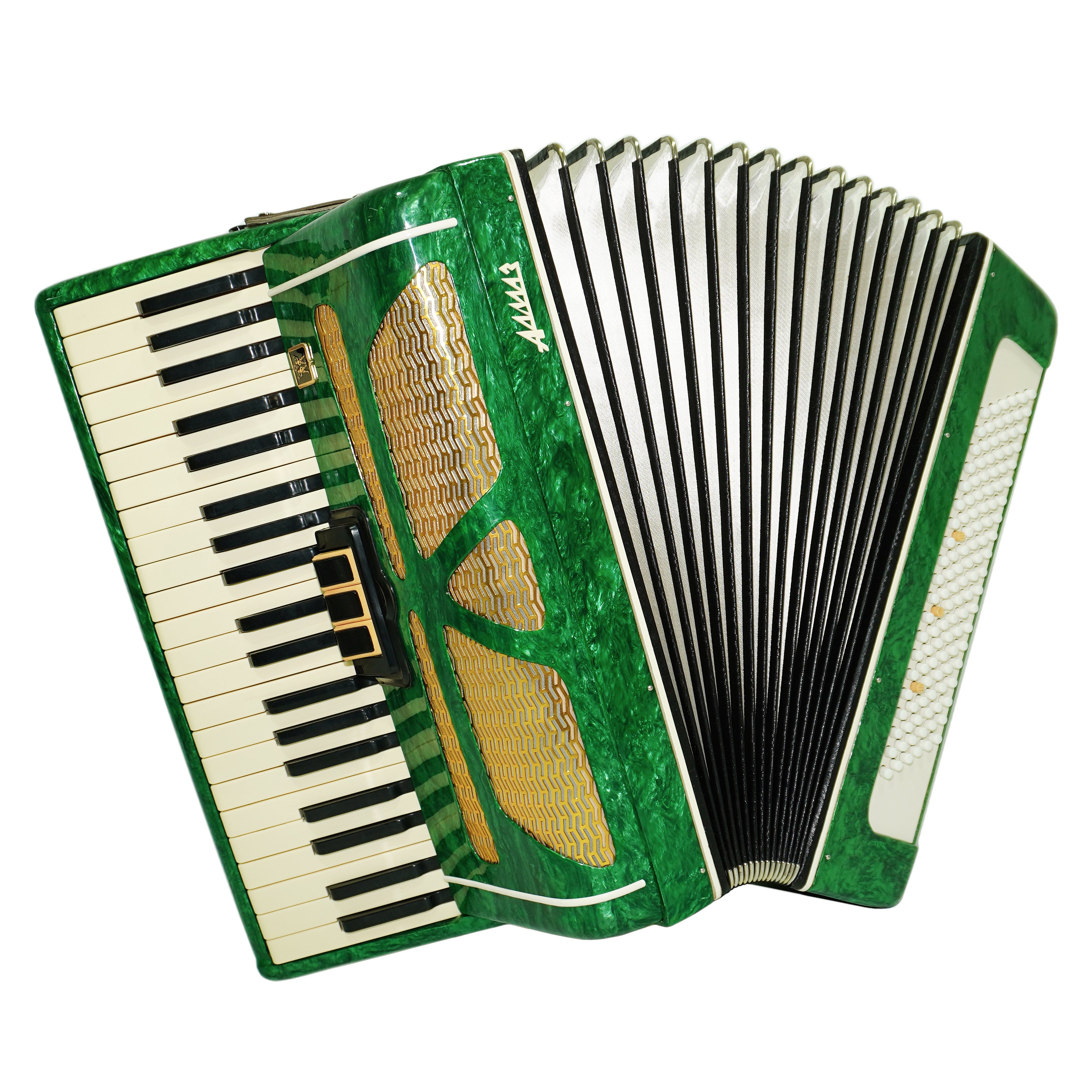 Ukraine Pianoakkordeon 120 Bässe, Almaz Vintage Tastenakkordeon gestimmt, neue Gurte, 2679