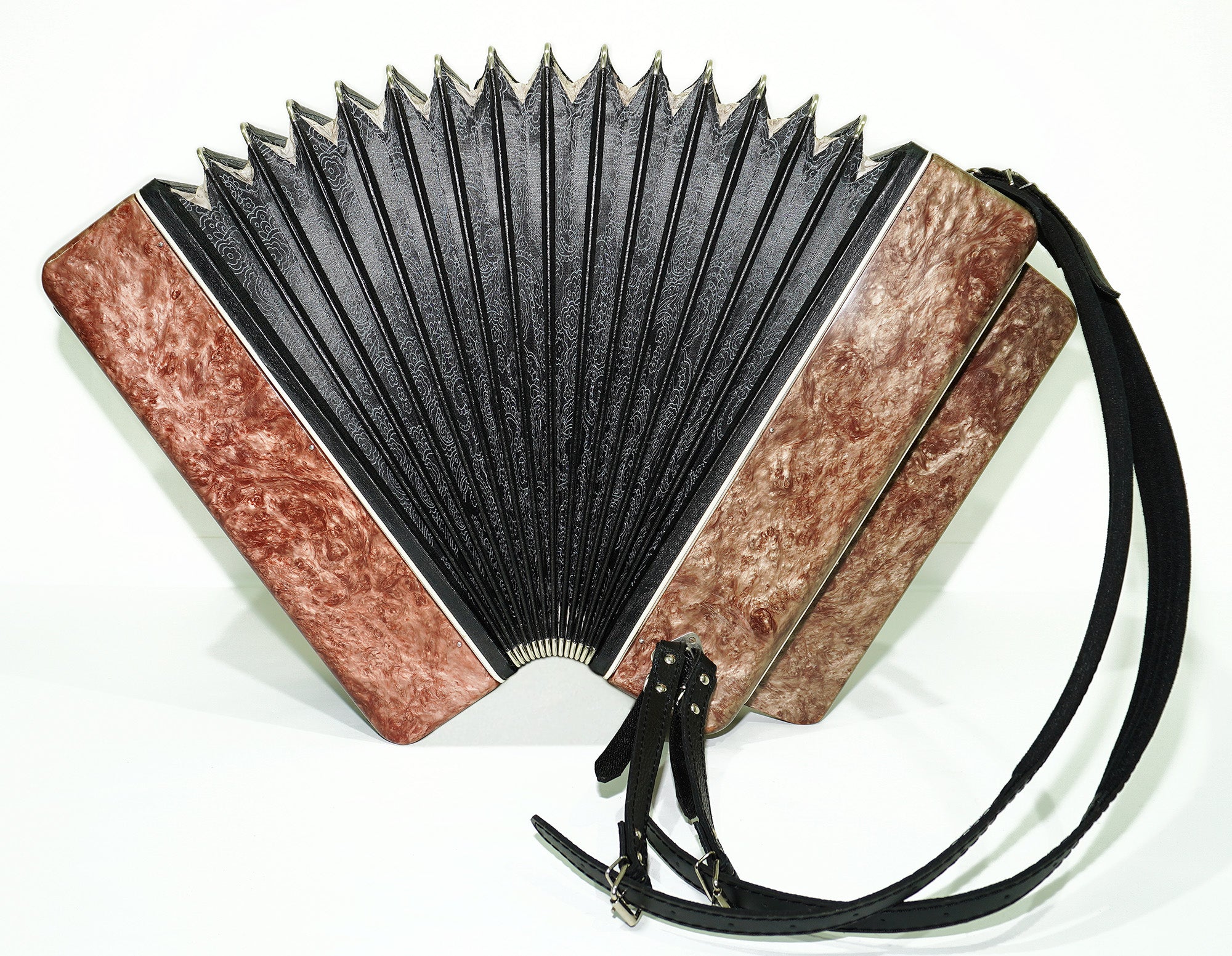 Russian Bayan Tulskiy Melodiya, Vintage Chromatic Button accordion, made in Tula Russia, New Straps and Soft Bag, 2388, Rich and Beautiful sound!
