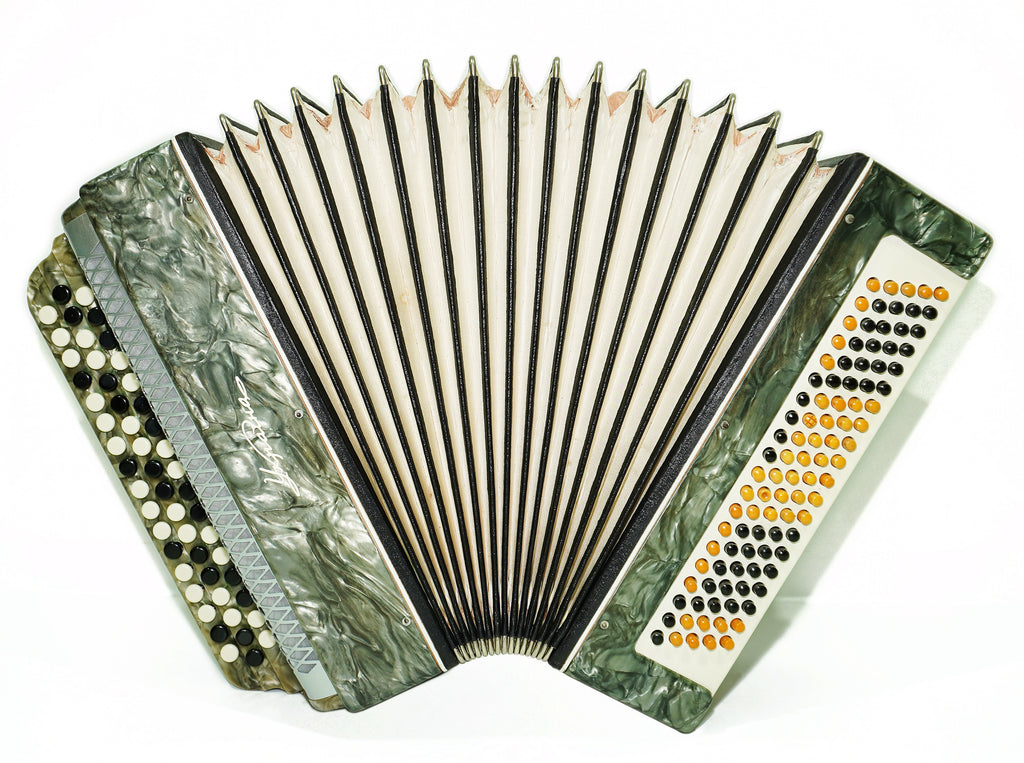 Ukraine Bayan 3 Row Button Accordion 100 Bass, Folk Harmonica Concertina, New Straps, Vintage Bayan in Tune, 2680