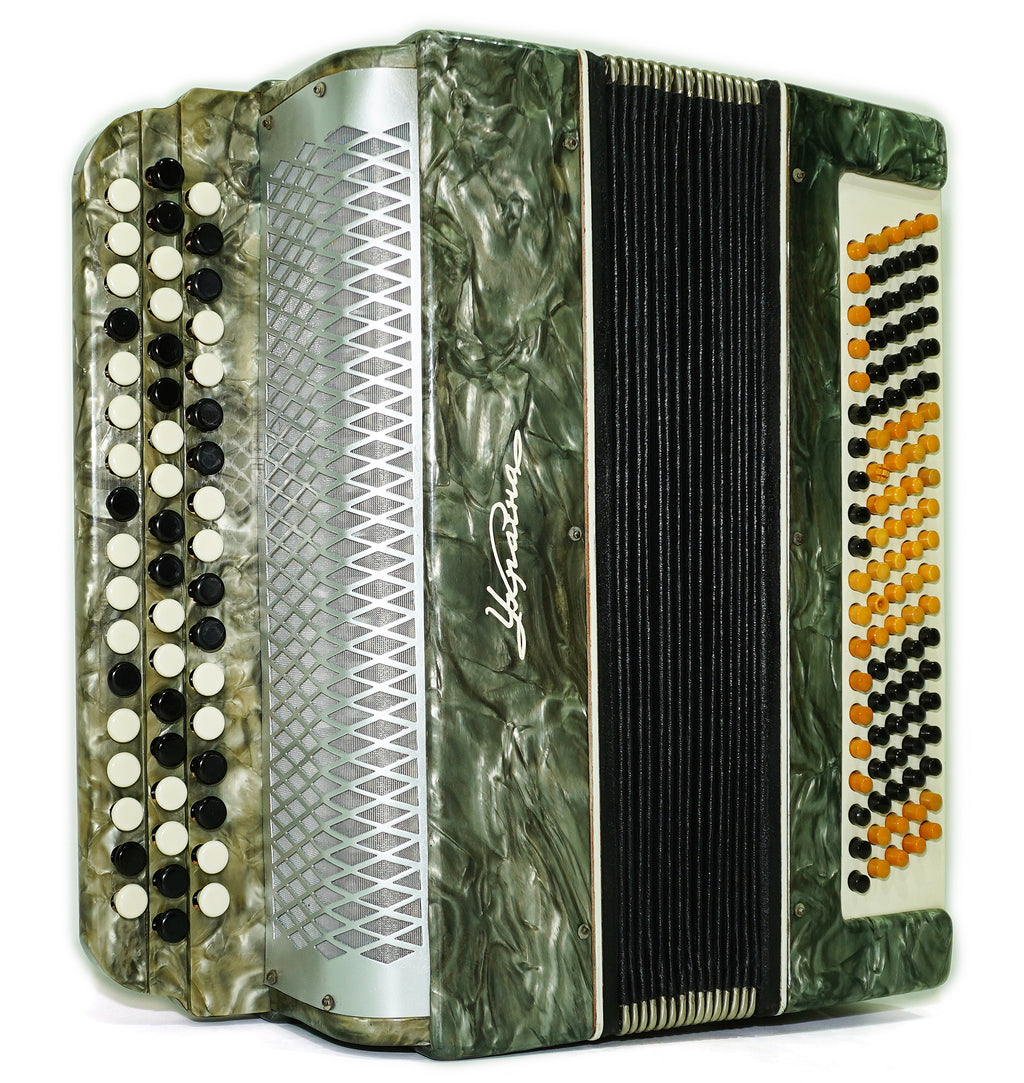 Ukraine Bayan 3 Row Button Accordion 100 Bass, Folk Harmonica Concertina, New Straps, Vintage Bayan in Tune, 2680