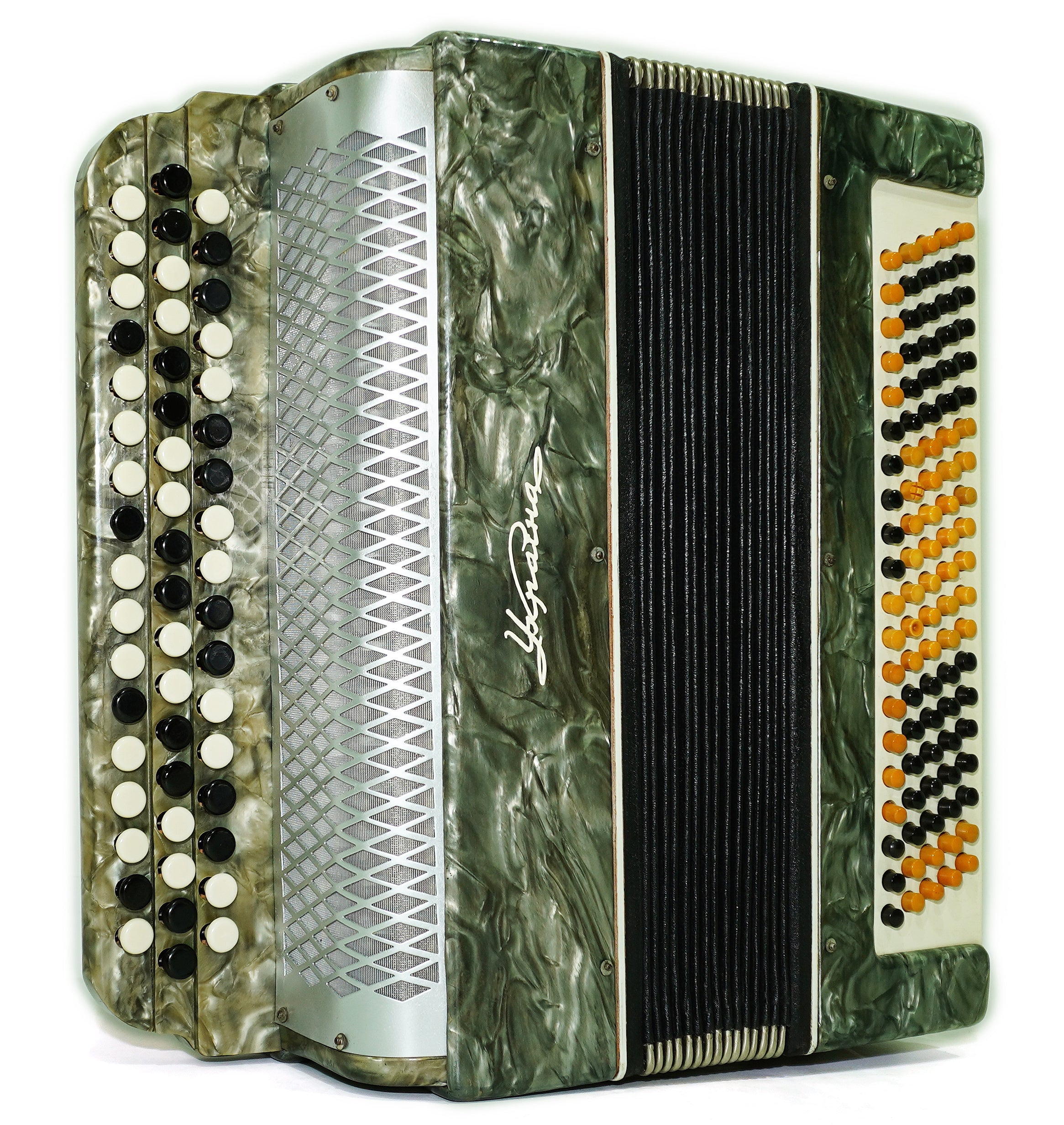 Ukraine Bayan 3 Row Button Accordion 100 Bass, Folk Harmonica Concertina, New Straps, Vintage Bayan in Tune, 2680